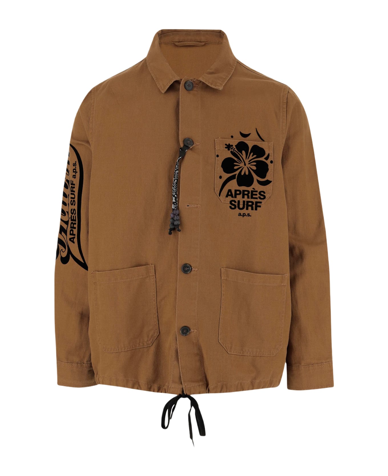 Apres Surf Cotton Jacket With Logo Print - Marrone chiaro