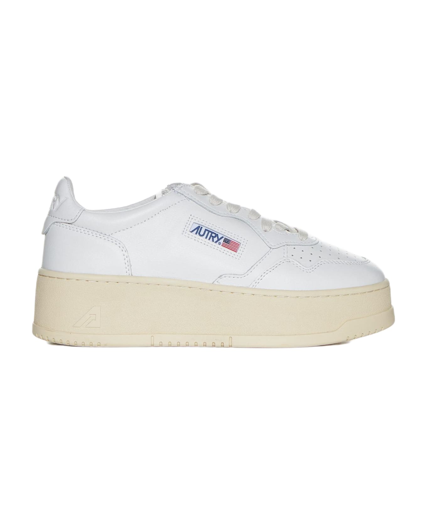 Autry Medalist Platform Leather Sneakers - White