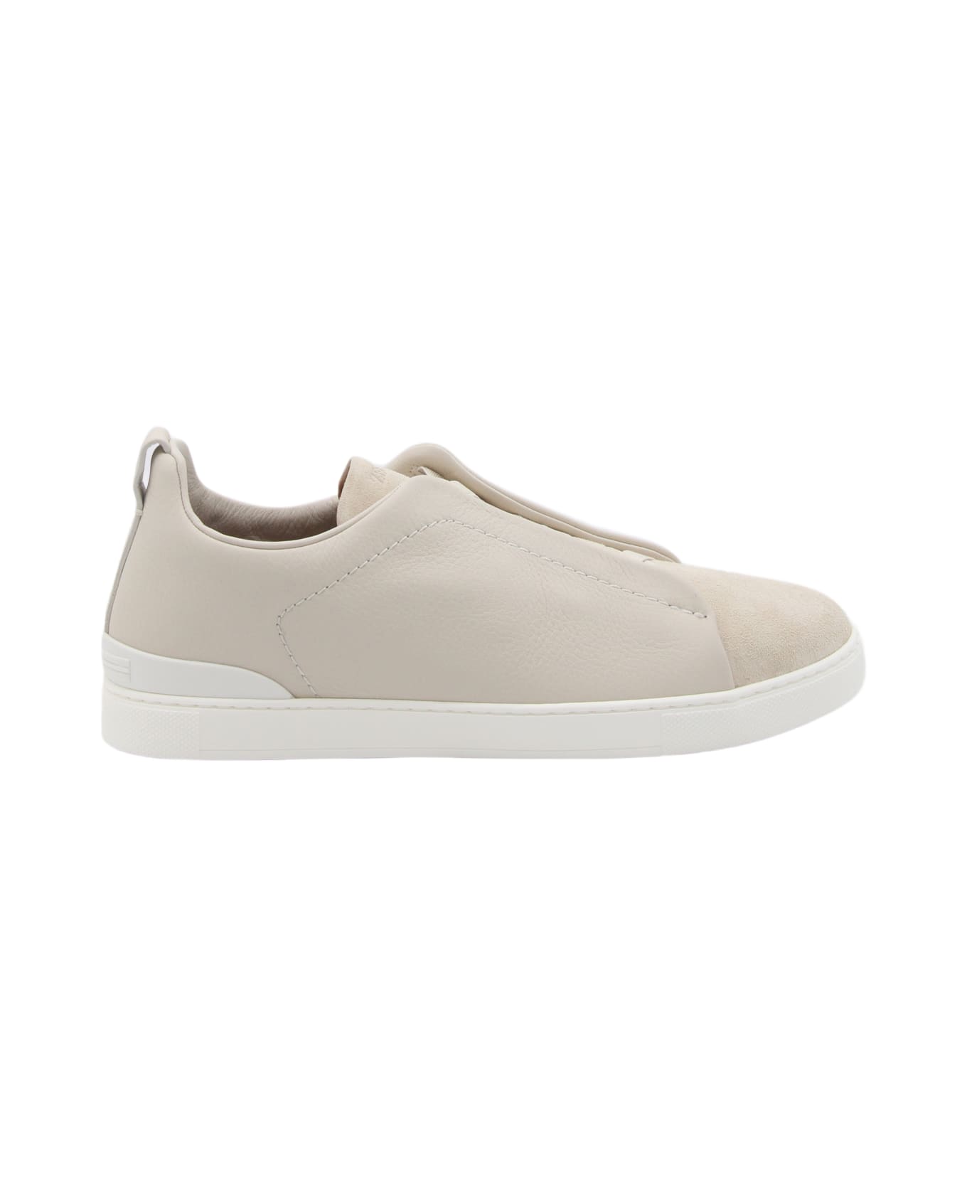 Zegna White Leather Slip On Sneakers - White