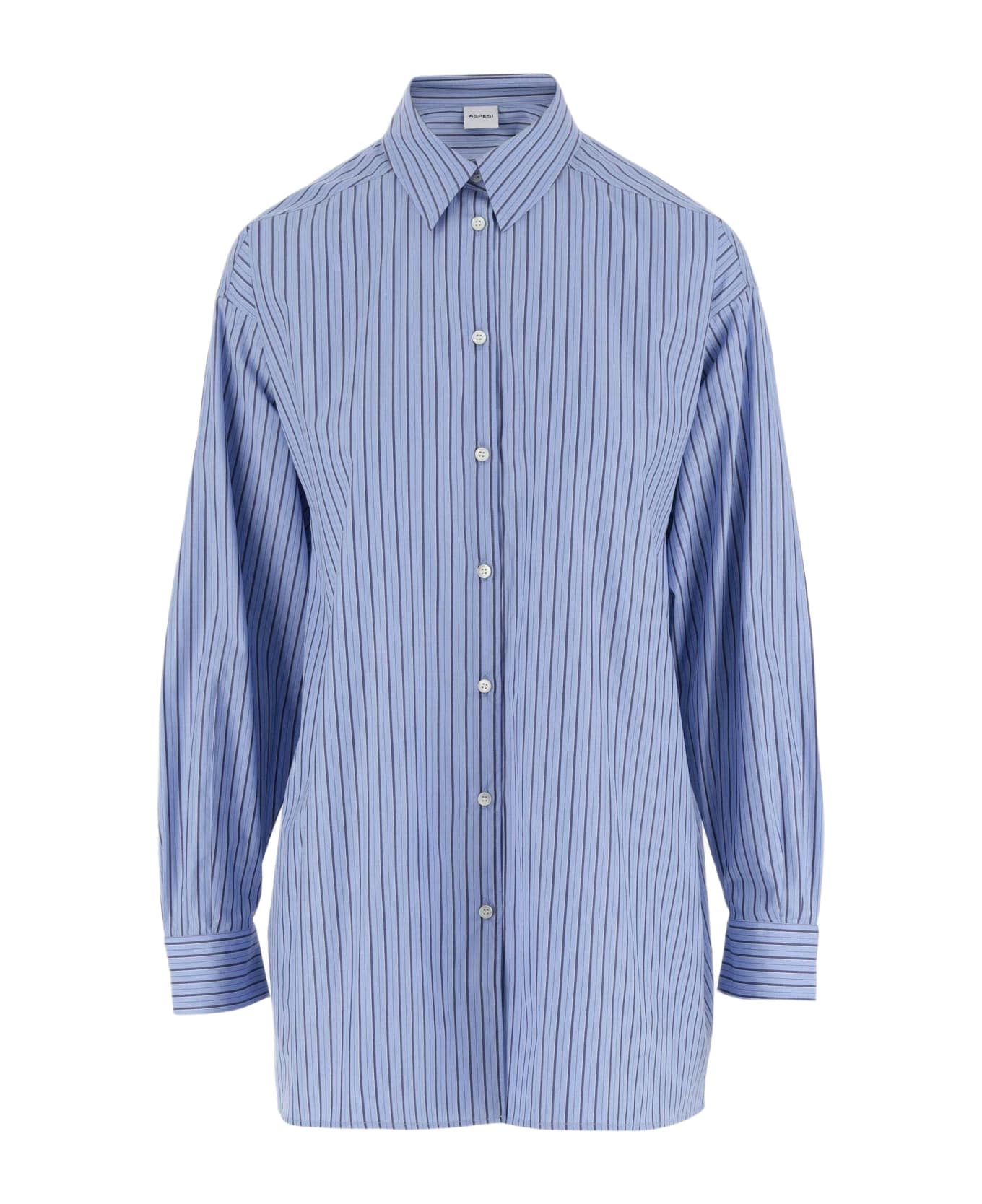 Aspesi Cotton Shirt With Striped Pattern - Blue シャツ
