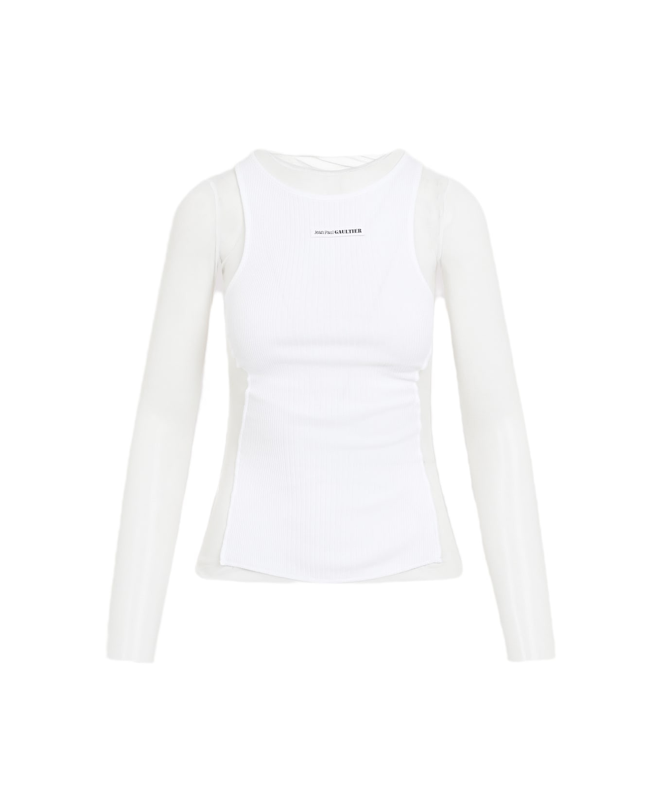 Jean Paul Gaultier Mesh With Ribs "petit Grand" Top - White White