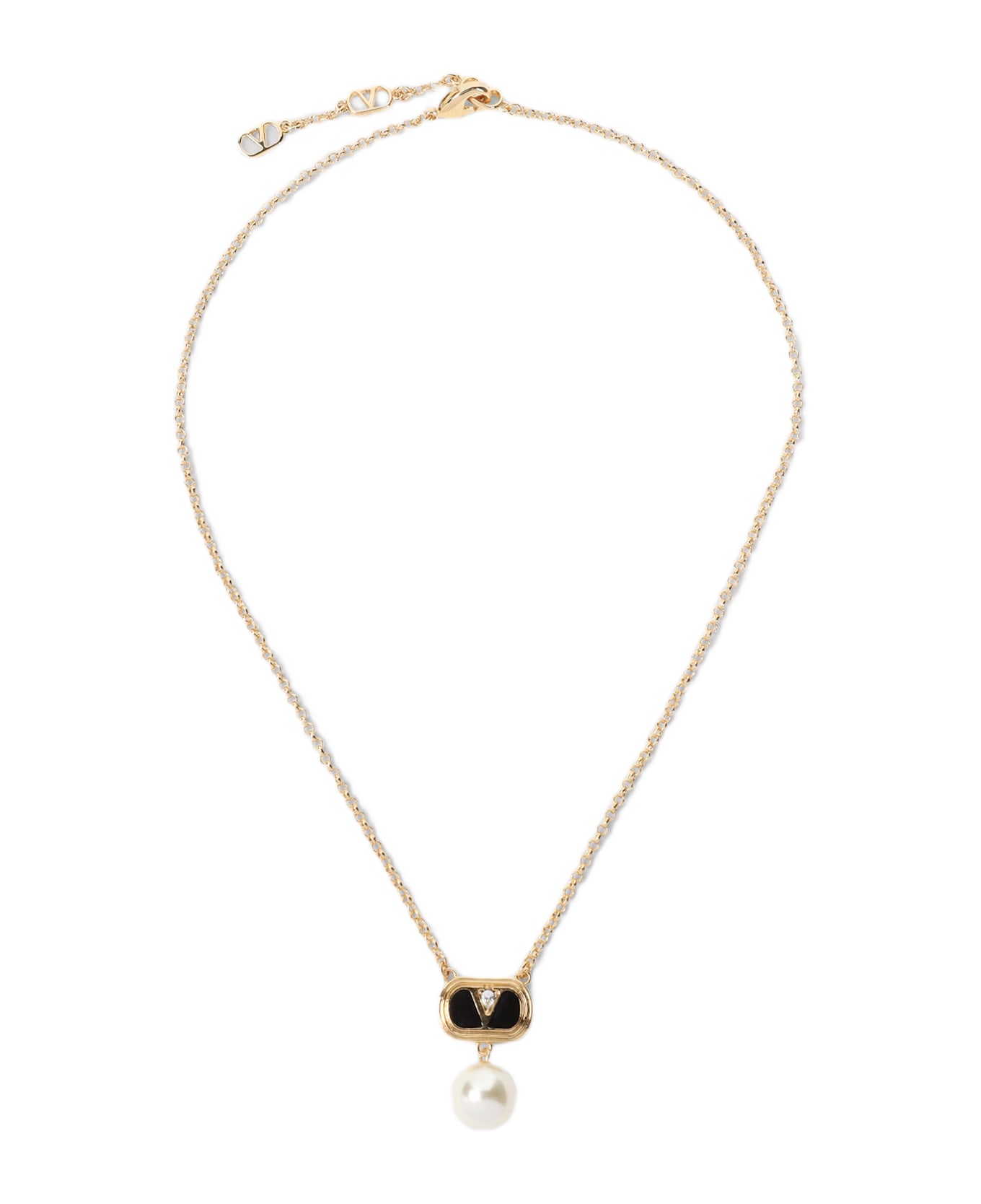 Valentino Garavani Pendant Necklace - Oro/nero/crystal/cream