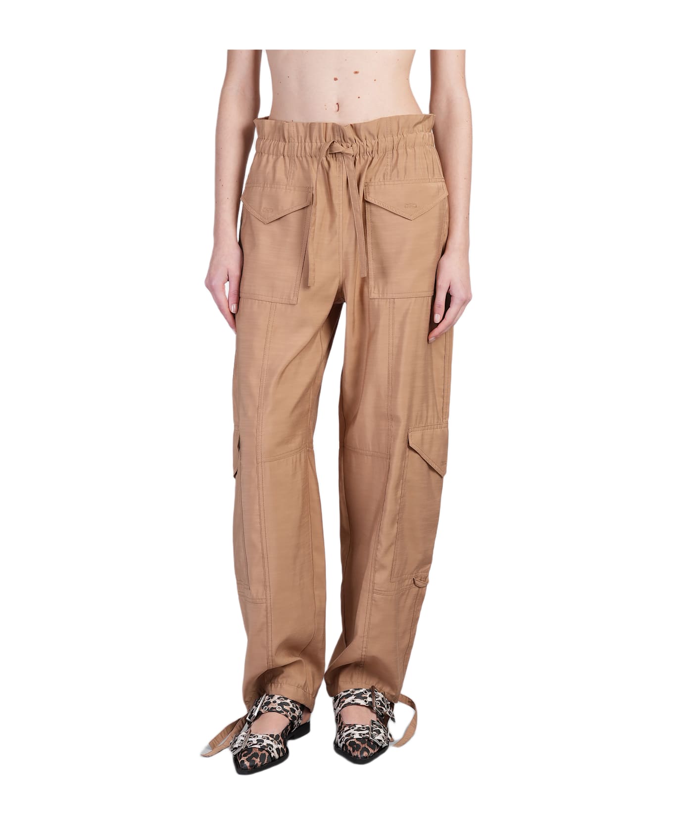 Ganni Pants In Beige Viscose - beige