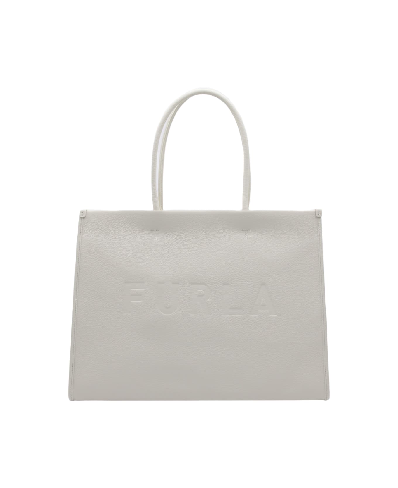 Furla Marshmallow Leather Opportunity Tote Bag - White/Black トートバッグ
