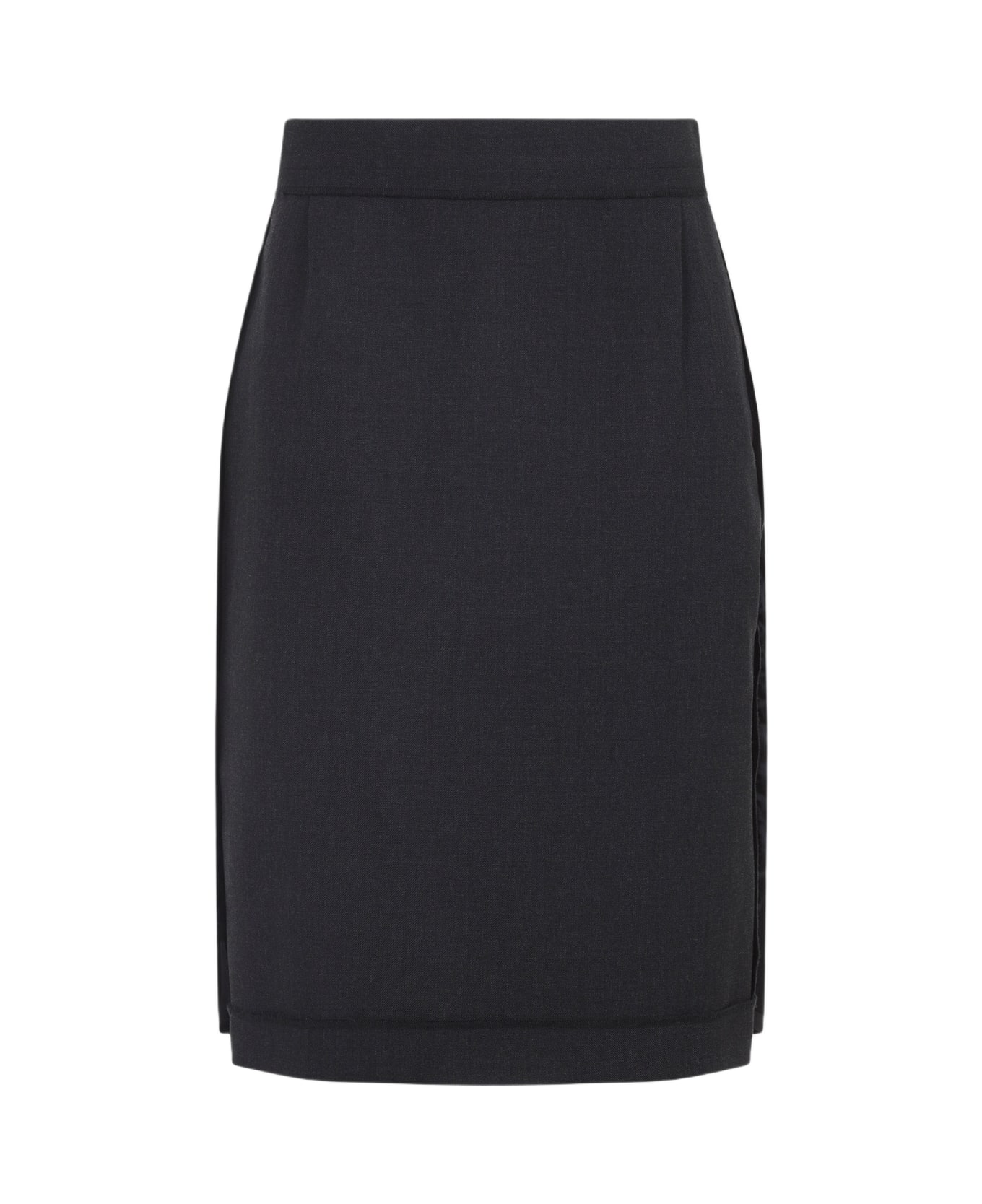 Maison Margiela Polyester Midi Skirt - M Carbon Melange Black