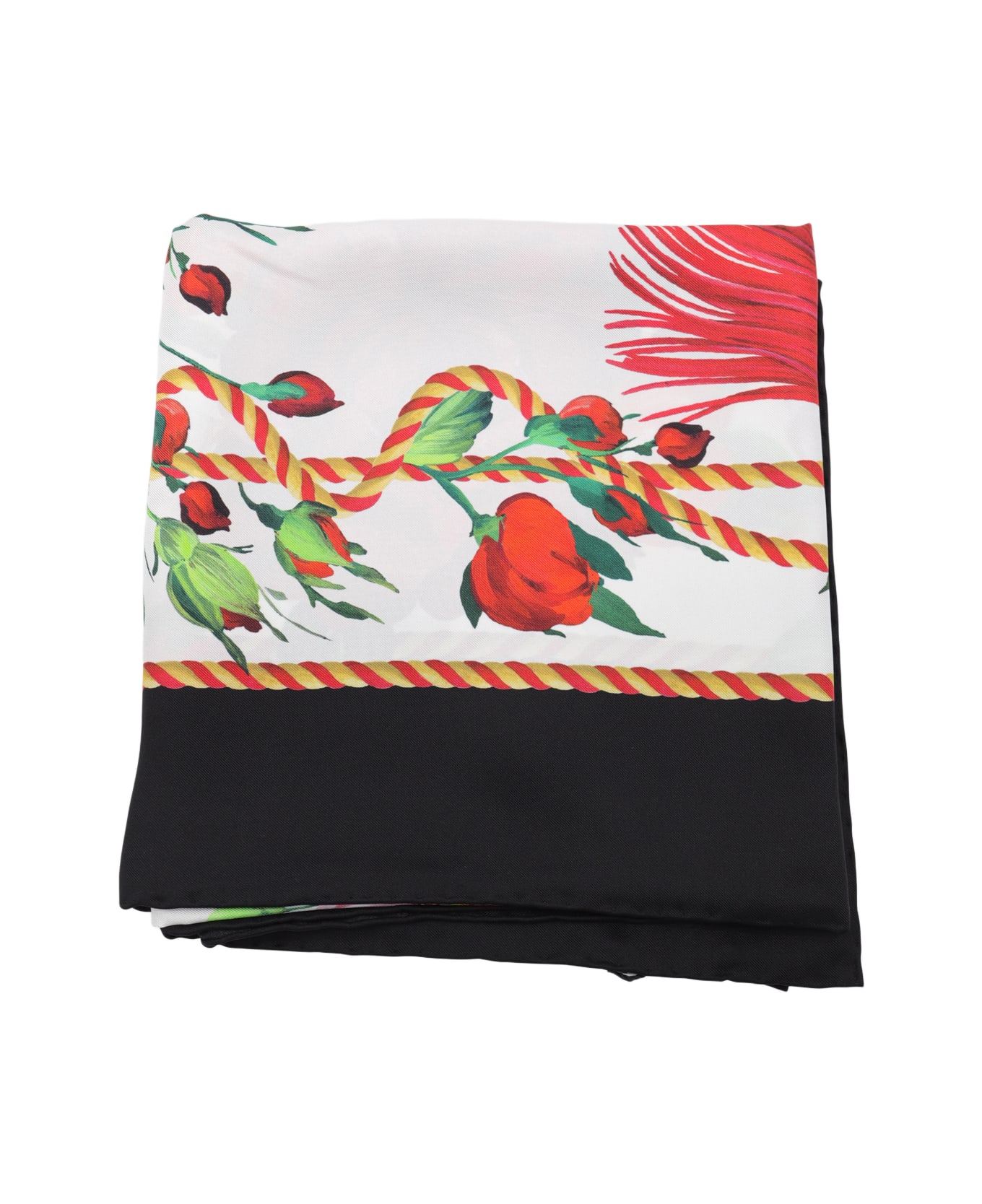 Dolce 
Gabbana White And Multicolot Silk Scarves - BIANCO/FIORI