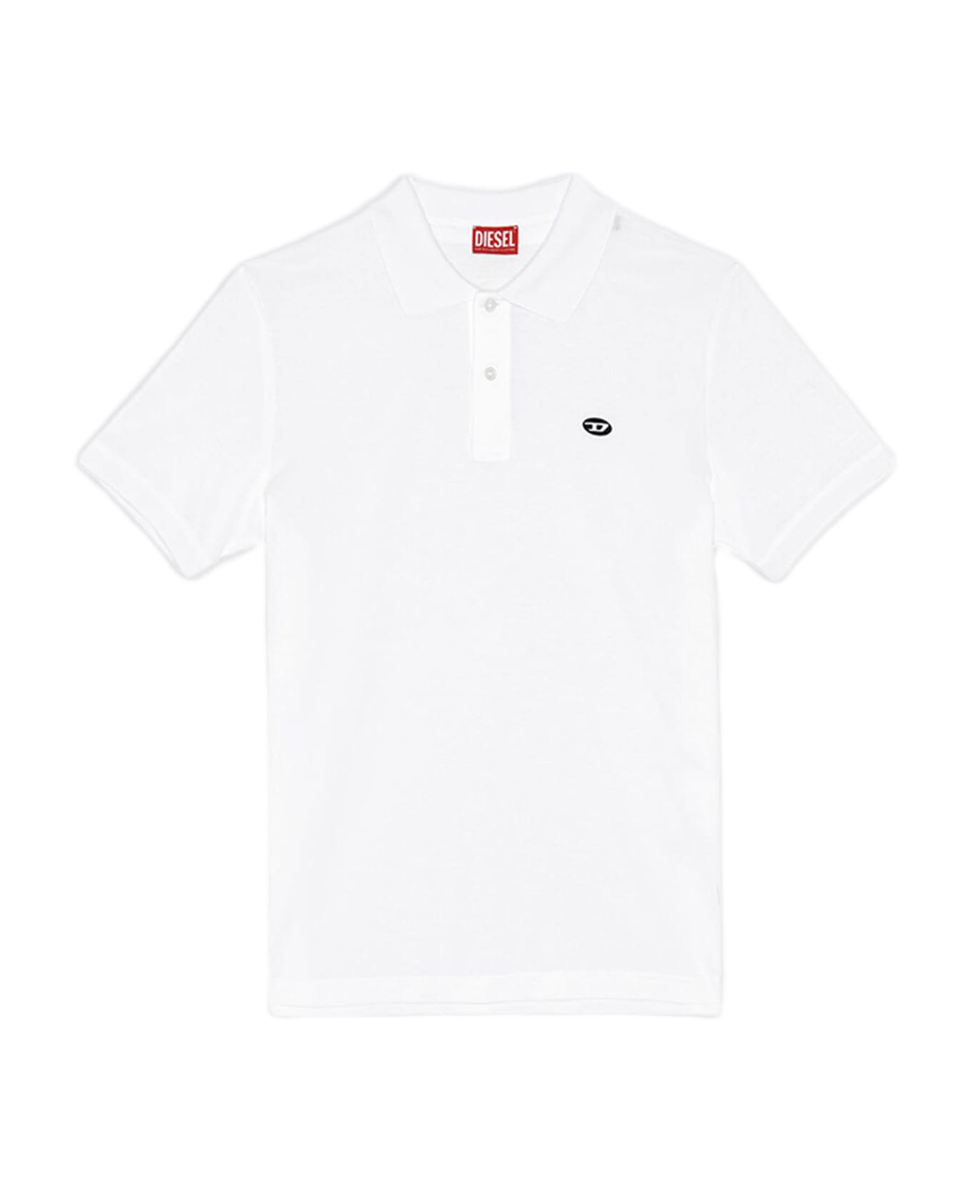 Diesel T-smith-doval-pj White Polo Shirt With Oval D Logo Patch - T Smith Doval Pj - Bianco