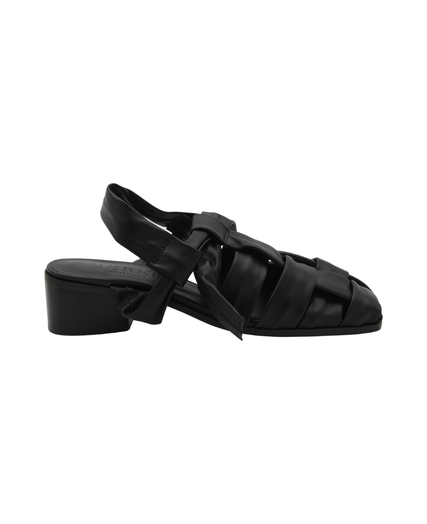 Hereu Black Leather Bena Sandals - Black
