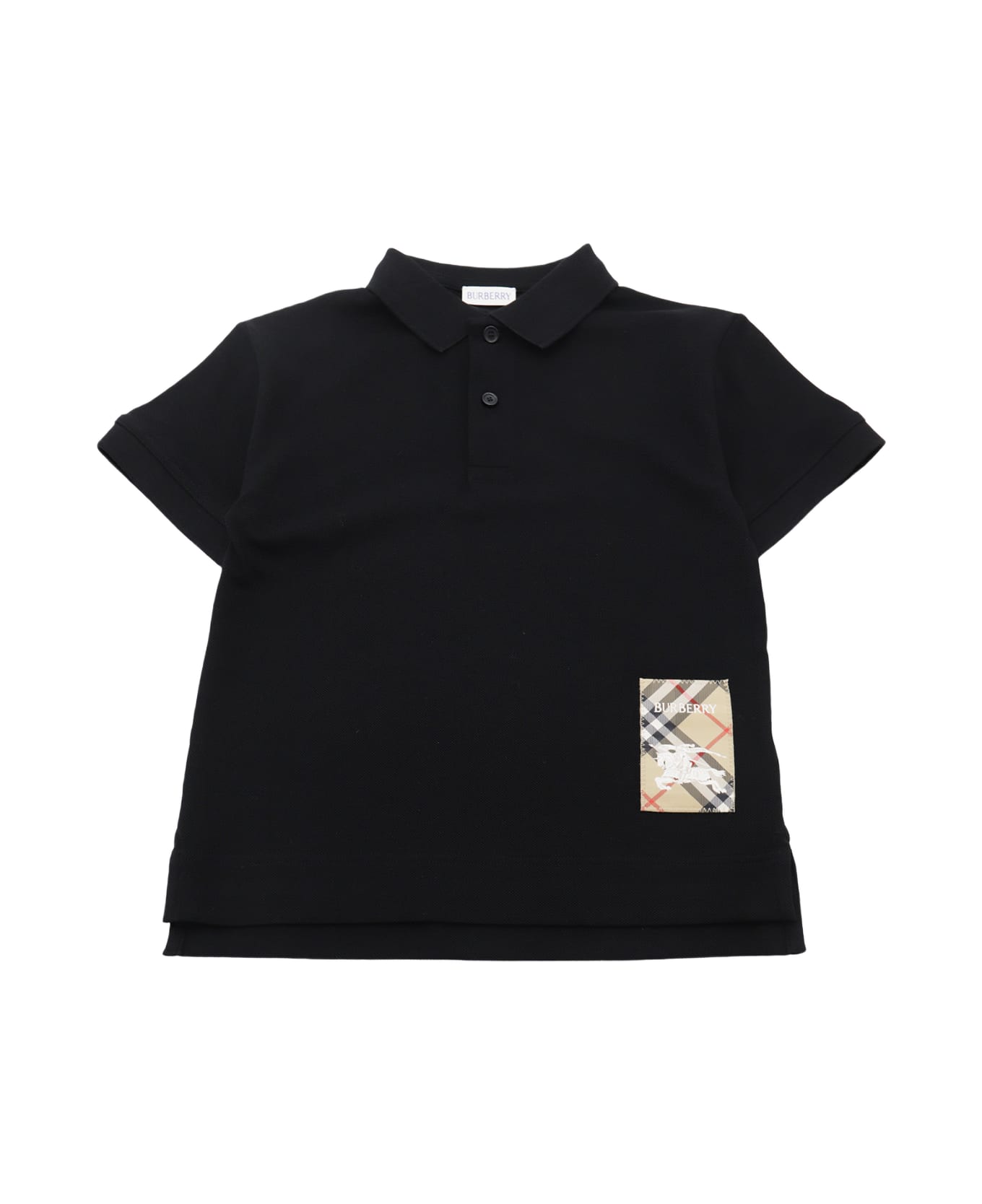 Burberry Black Cotton Polo Shirt - BLACK