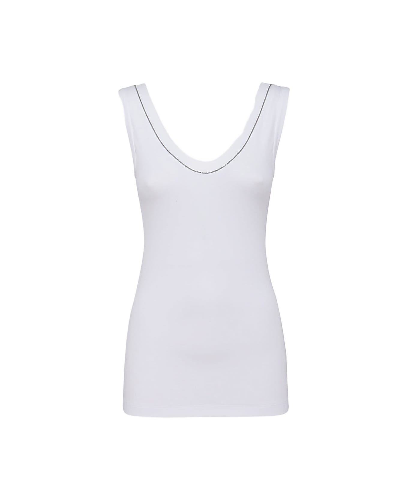 Brunello Cucinelli White Cotton Top - White