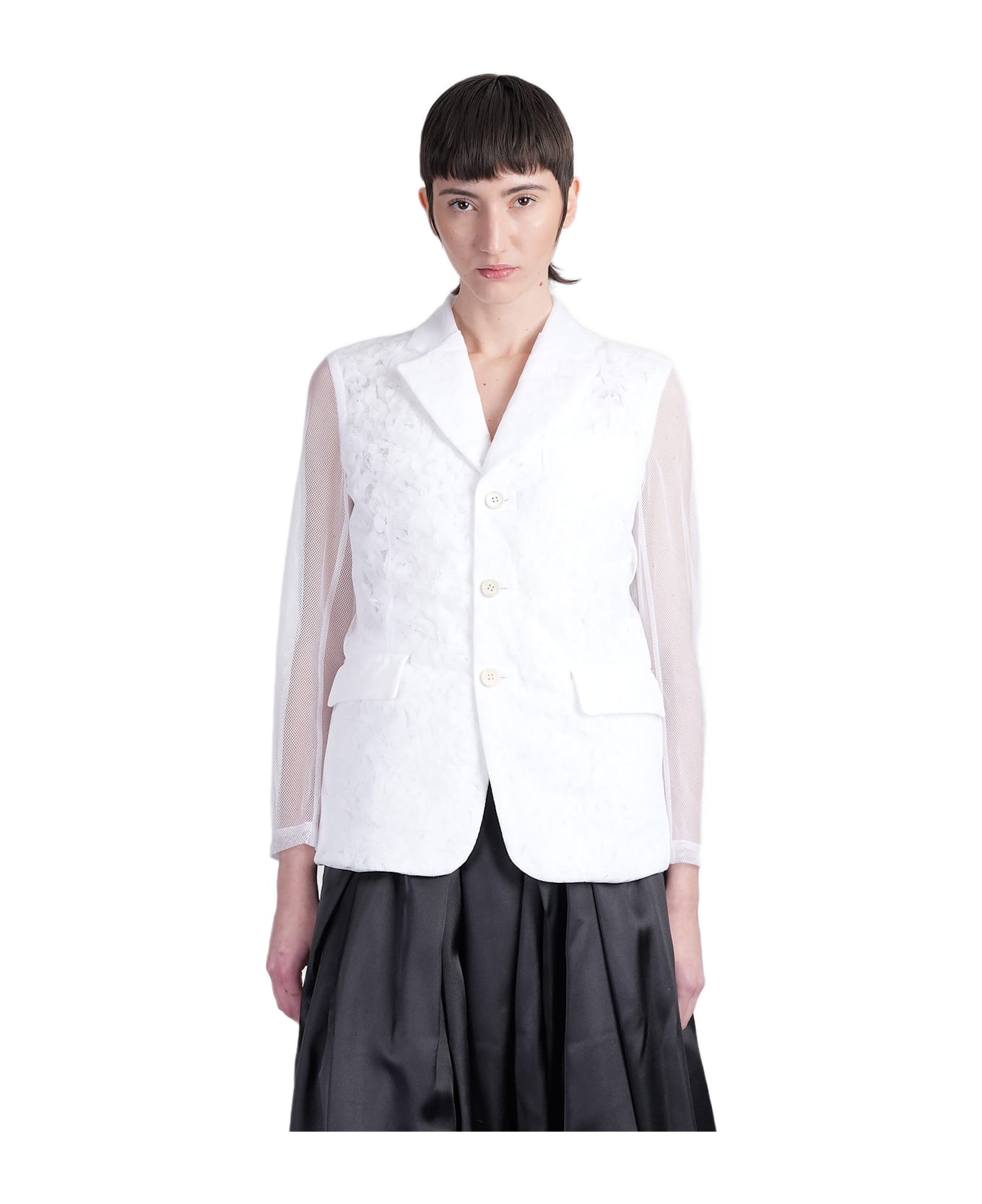 Comme des Garçons Blazer In White Nylon - white