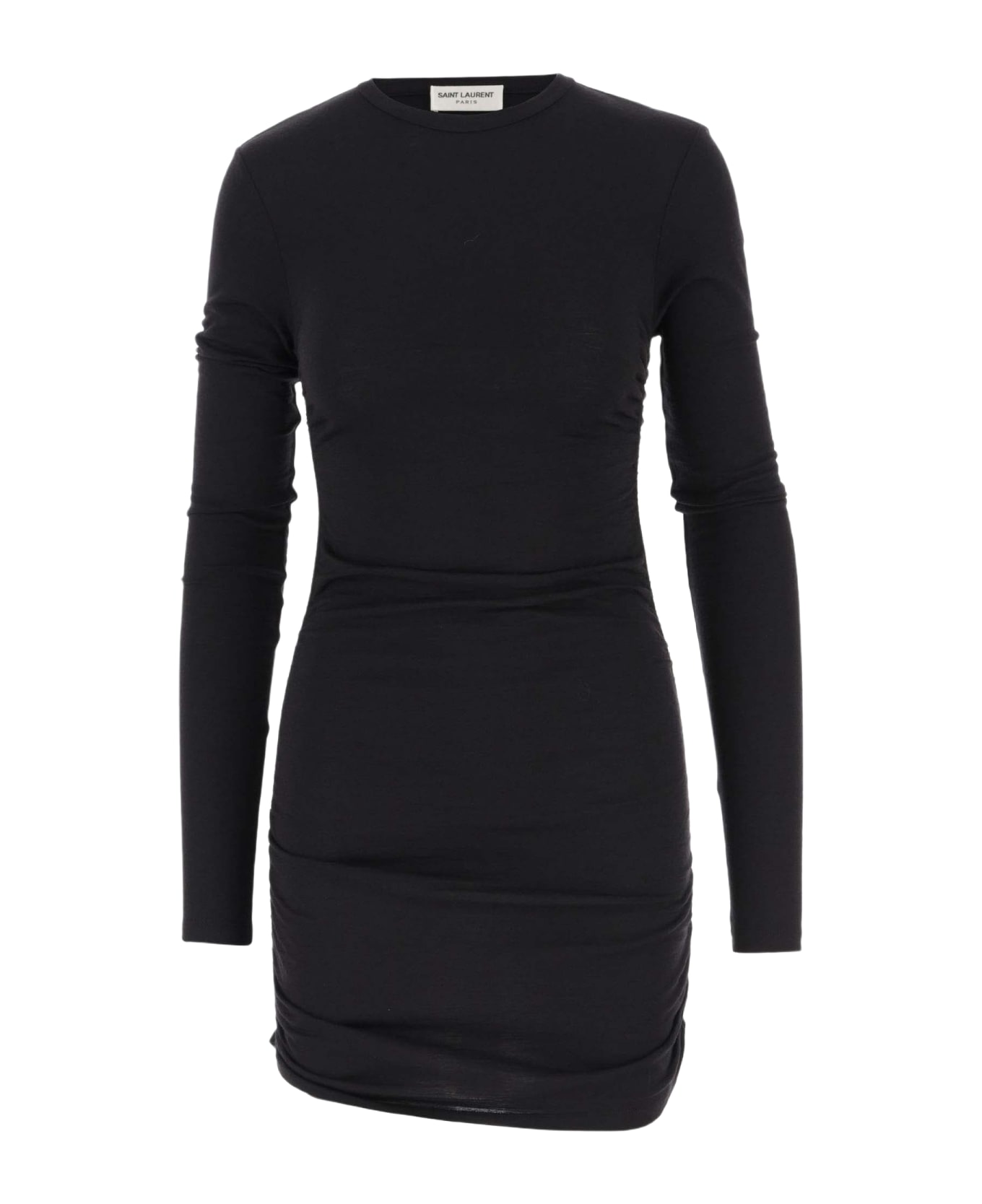 Saint Laurent Draped Wool Dress - Black ワンピース＆ドレス