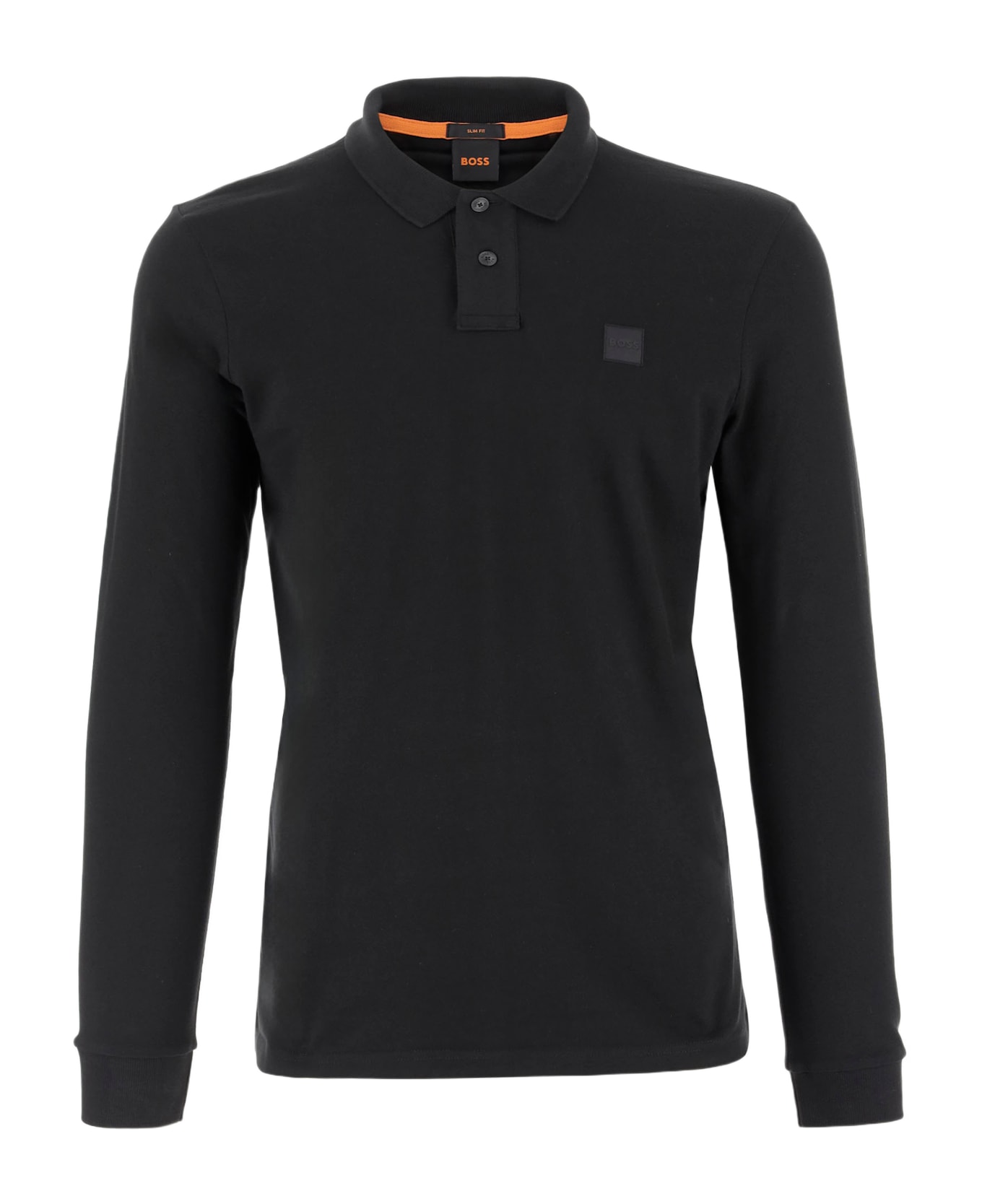 Hugo Boss Stretch Cotton Long Sleeve Polo Shirt - Black