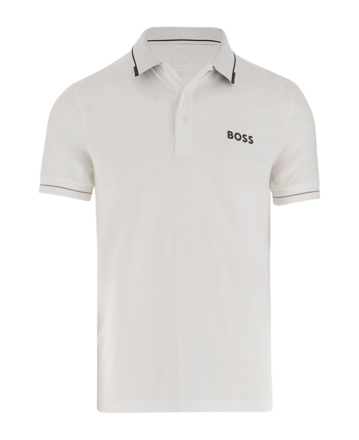 Hugo Boss Stretch Fabric Polo Shirt With Logo - White