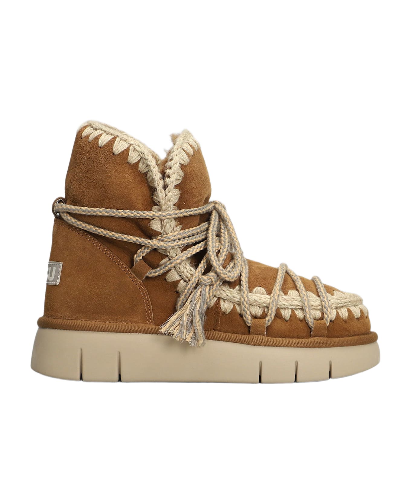 Mou Bounce Boot Scoubied High Heels Ankle Boots In Brown Suede - brown