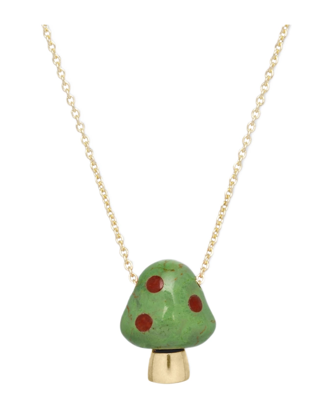 Aliita Amanita Green W/ Red Pois Necklace - Golden