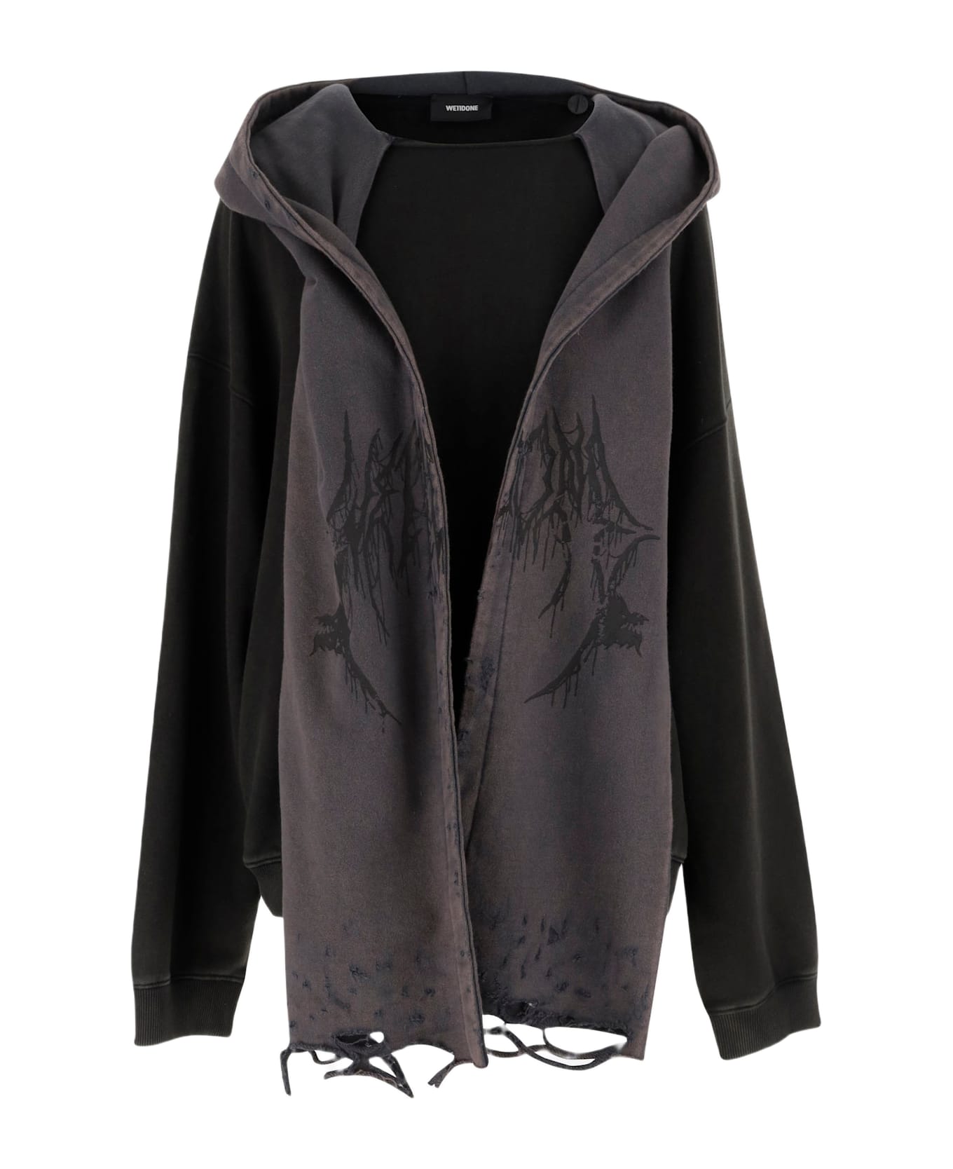 WE11 DONE Cotton Distressed Muffler Sweatshirt - Black