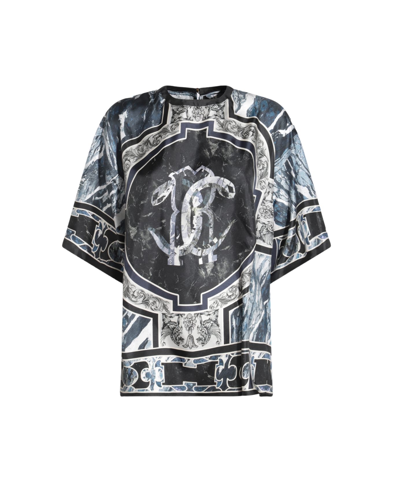 Roberto Cavalli Blue Silk T-shirt - Blue