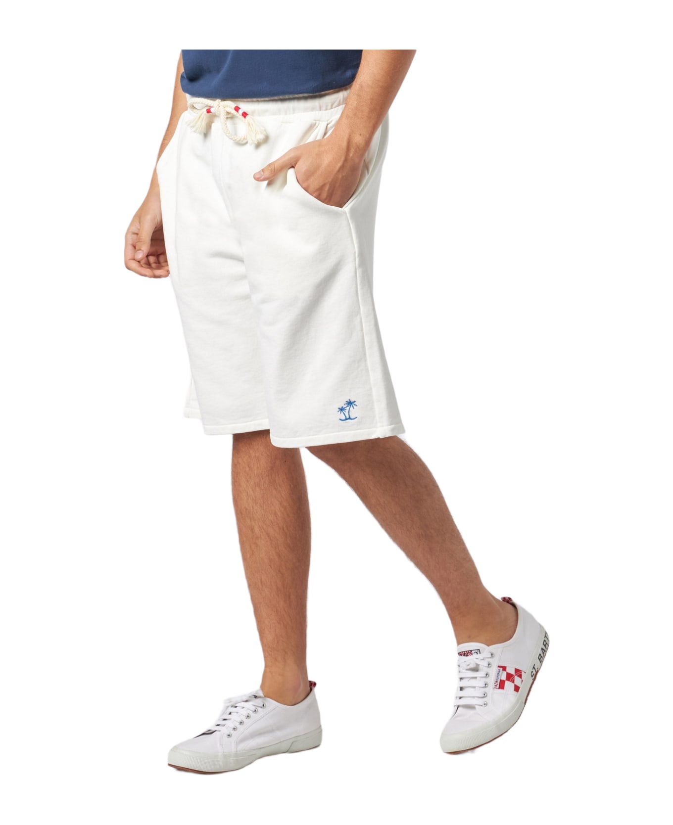 MC2 Saint Barth Man White Cotton Bermuda - WHITE