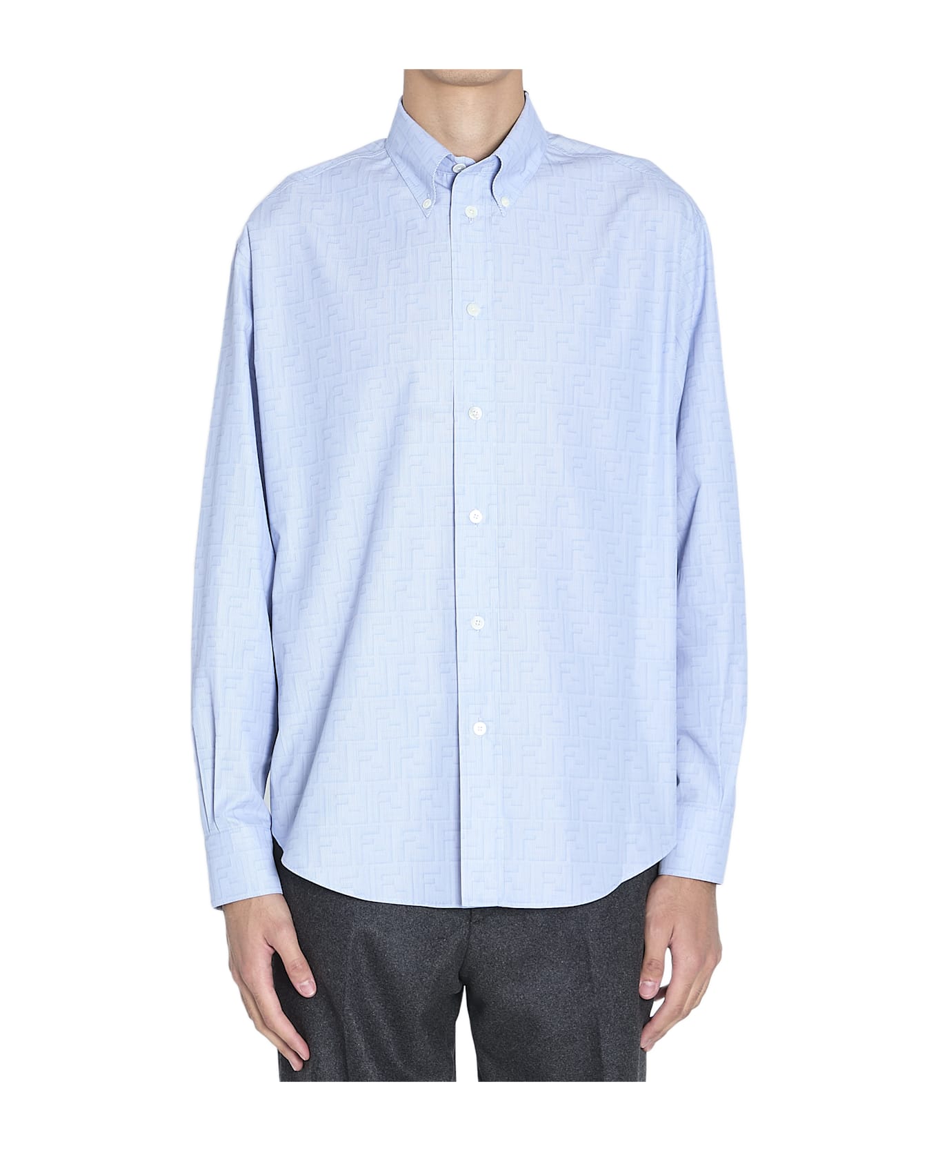 Fendi Ff Cotton Shirt - LIGHT BLUE