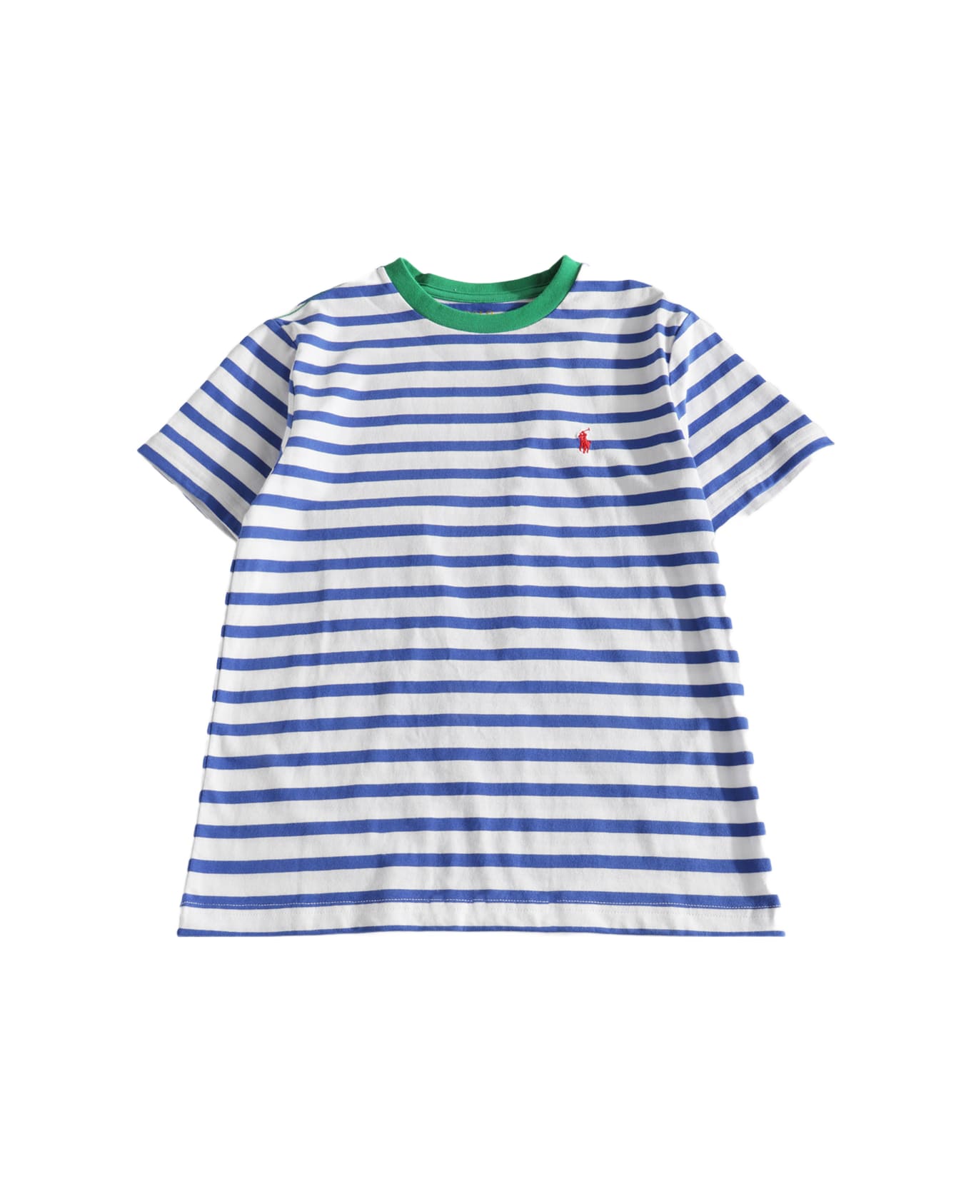 Polo Ralph Lauren White And Blue Cotton T-shirt - Paper White/travel Blue