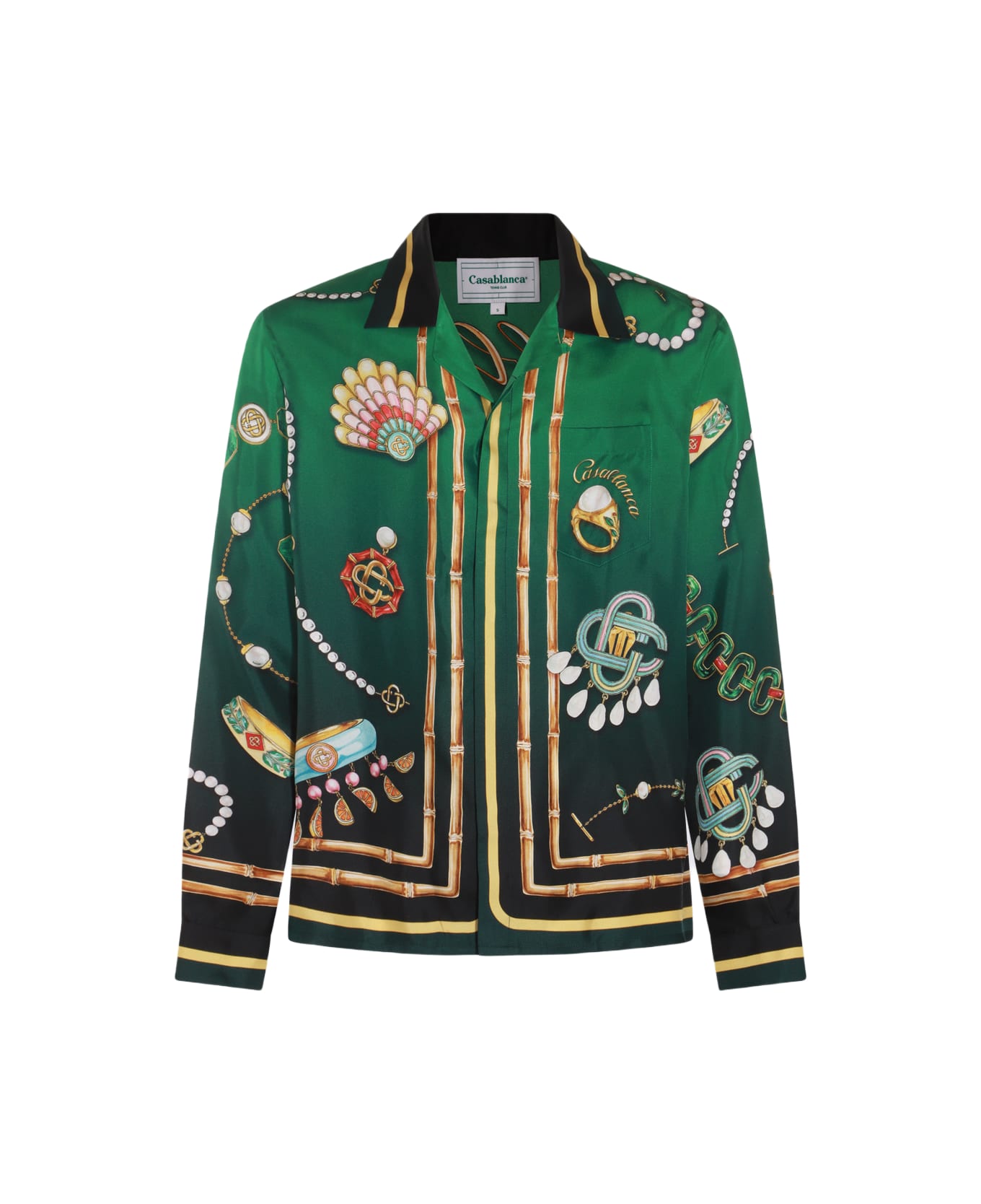 Casablanca Multicolour Silk La Boite A Bijoux Shirt - GREEN