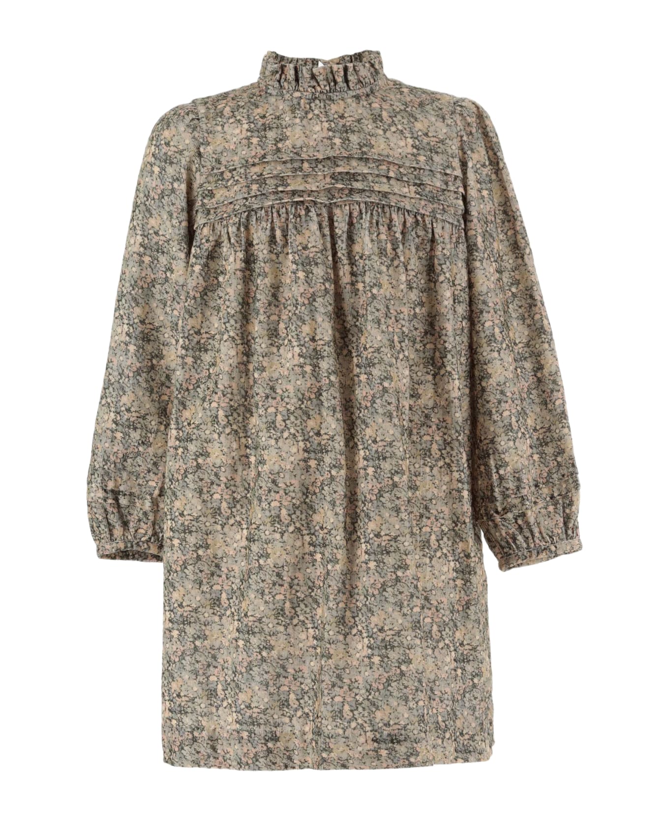 Bonpoint Cotton Velvet Dress With Floral Pattern - Red