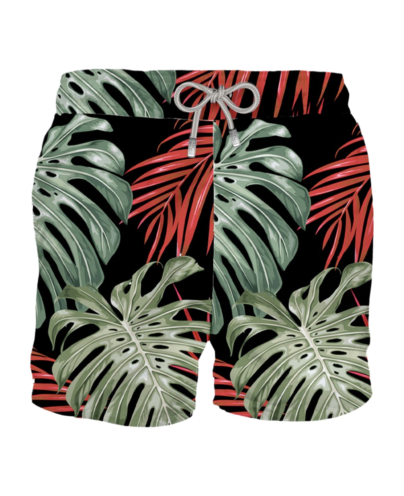 MC2 Saint Barth Man Classic Swim Shorts With Tropical Print - BLACK