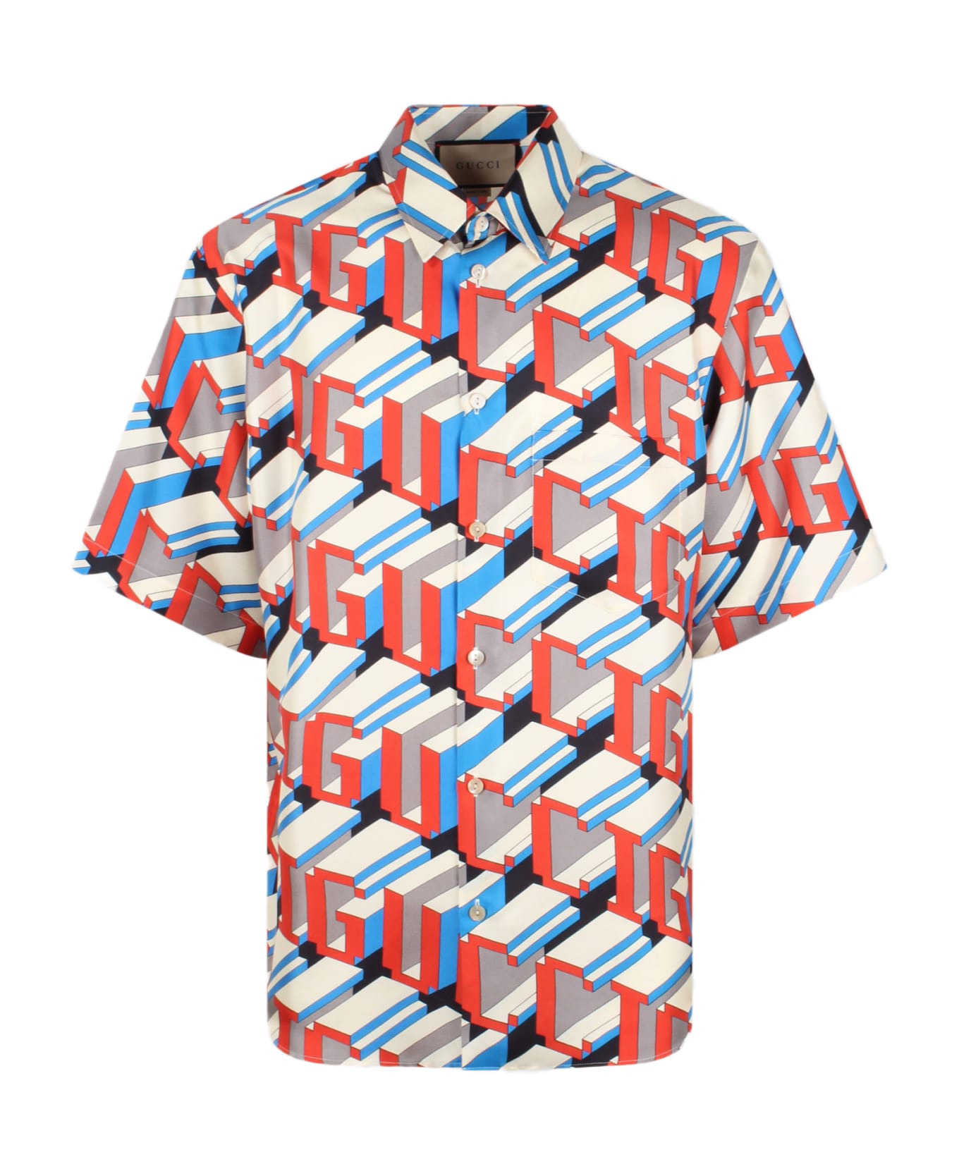 Gucci Pixel Print Silk Shirt - Multicolour シャツ