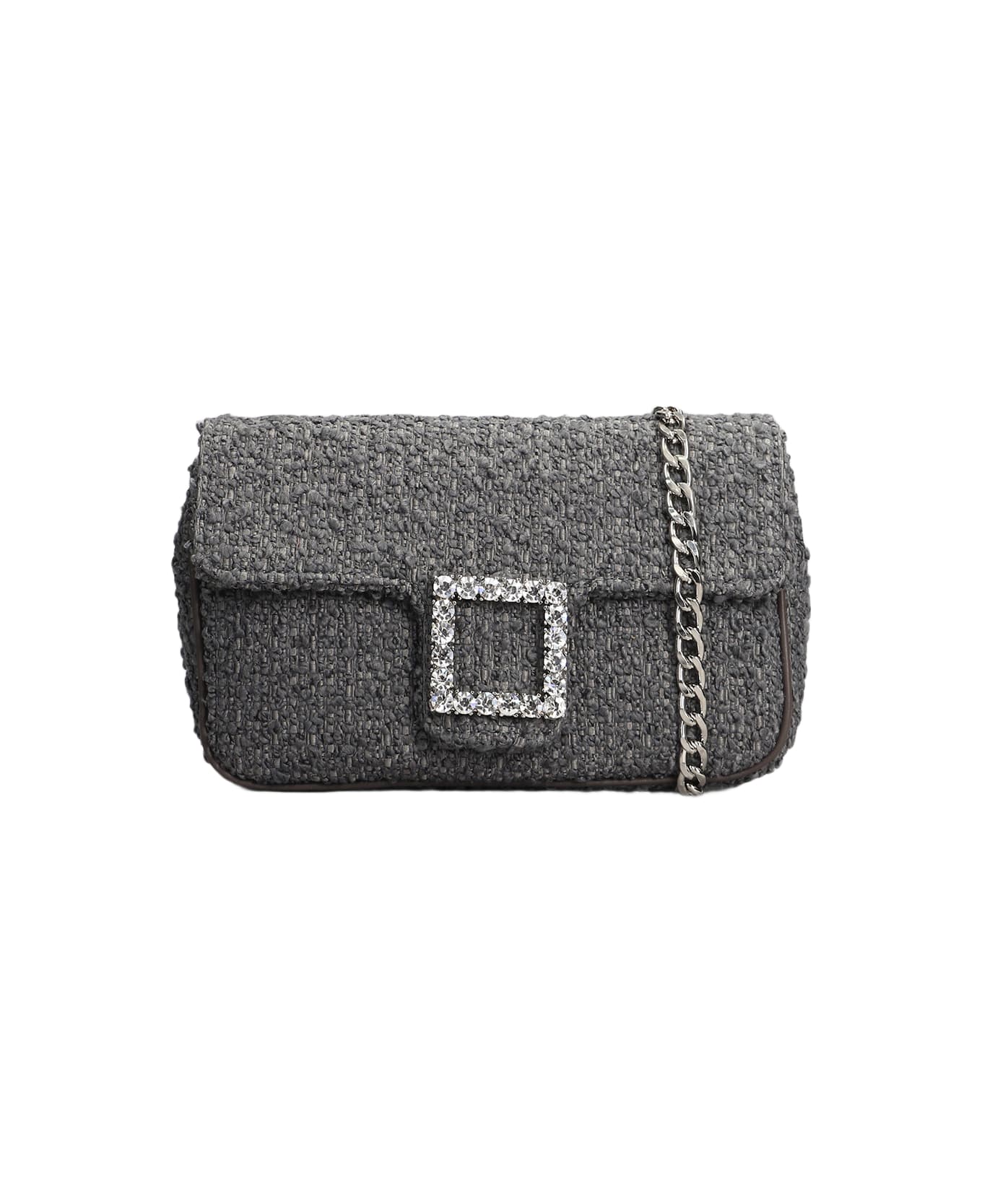 Roberto Festa Lunette Shoulder Bag In Grey Wool - grey