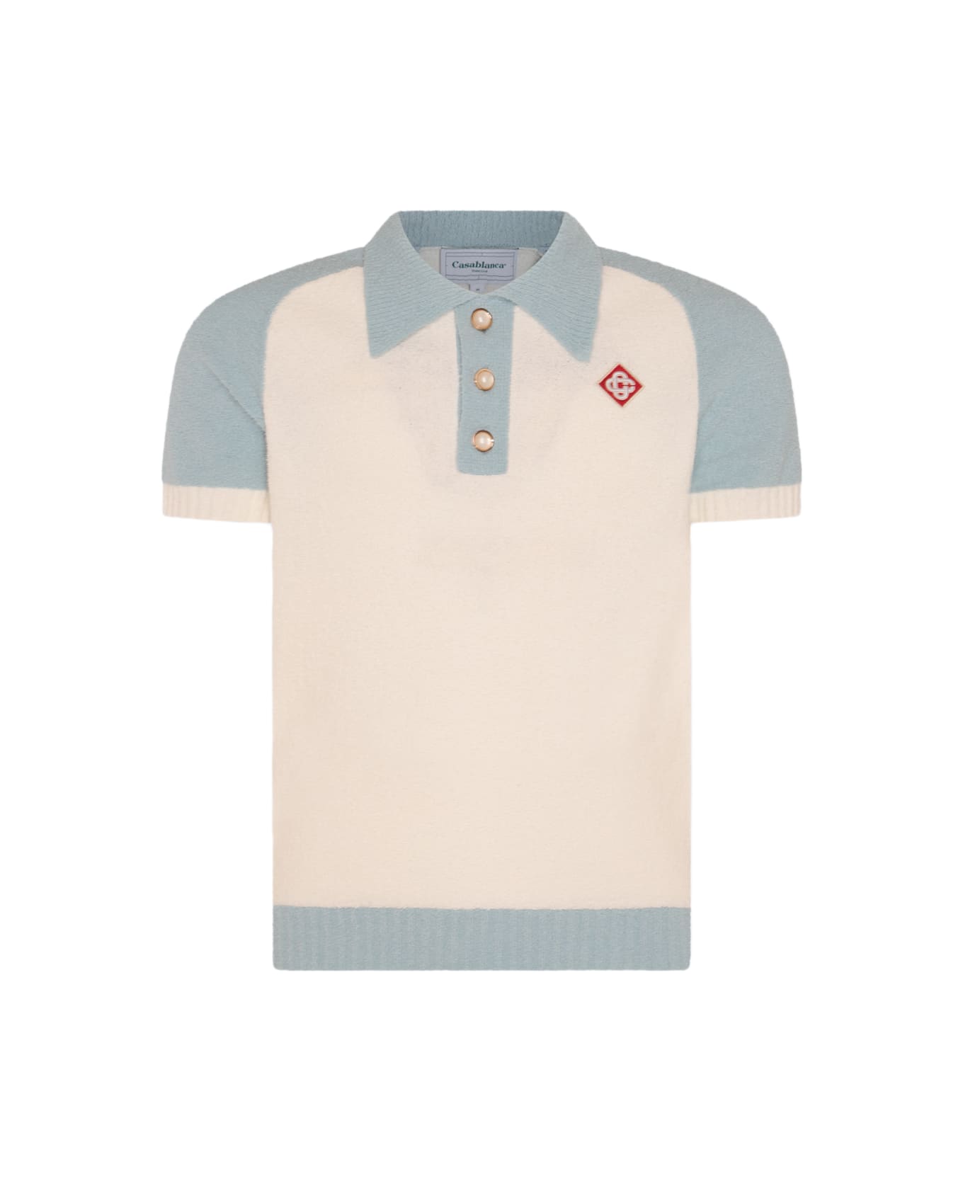 Casablanca White And Blue Cotton Polo Shirt - WHIBLU