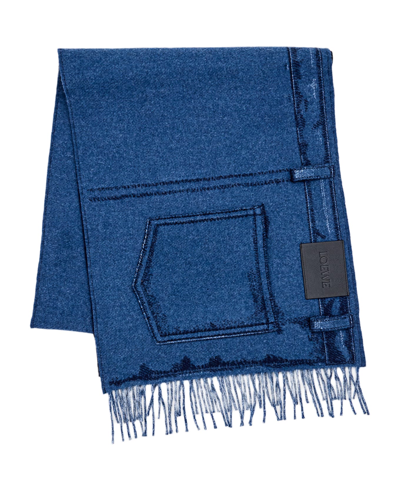 Loewe Scarf Made Of A Double-faced Wool And Cashmere Blend. - Blue
