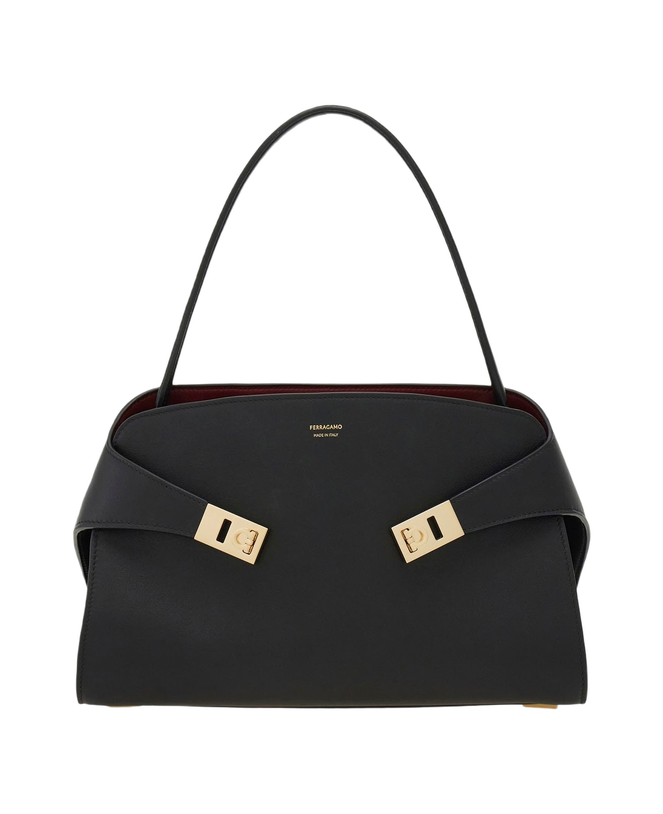 Ferragamo Hug Soft Leather Shoulder Bag - Black