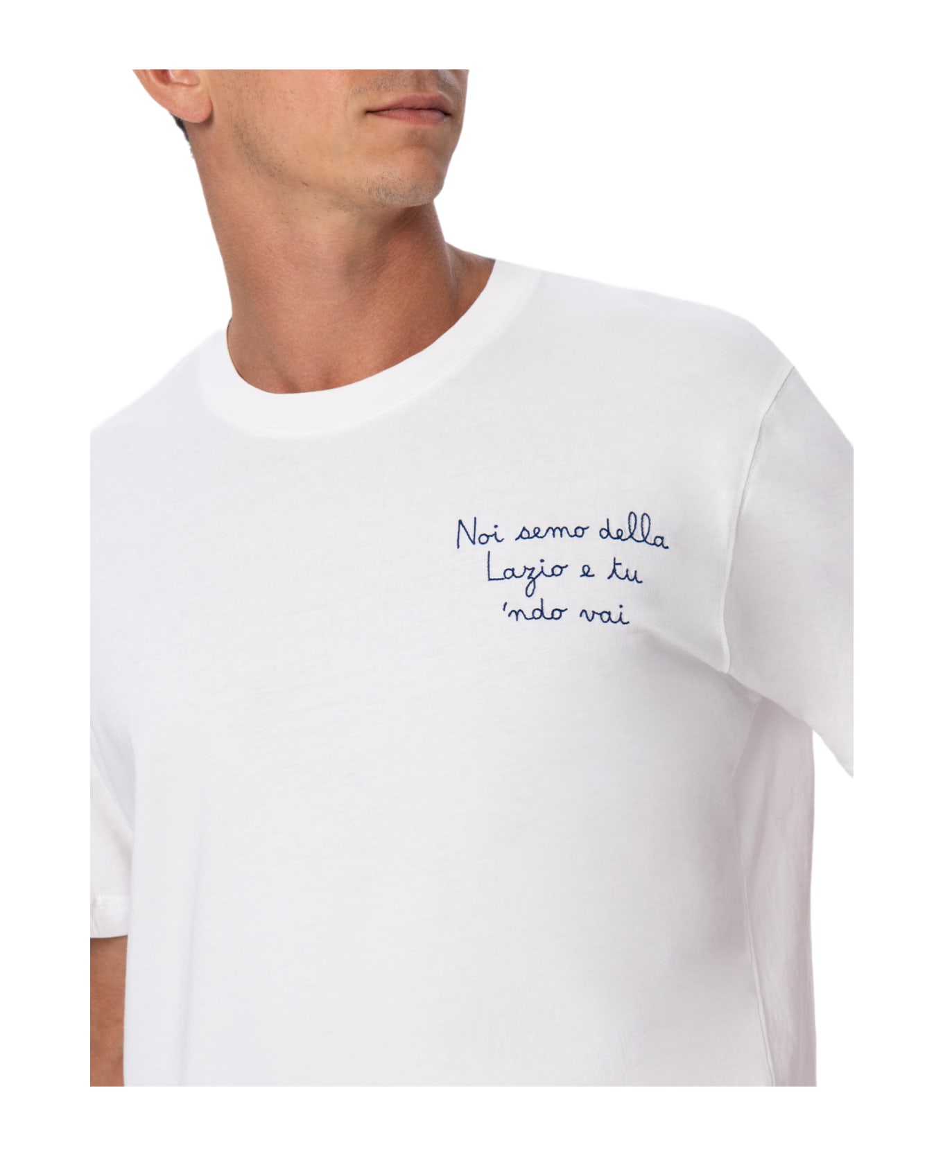 MC2 Saint Barth Man Cotton T-shirt With Lazio Embroidery | Ss Lazio Special Edition - BLUE