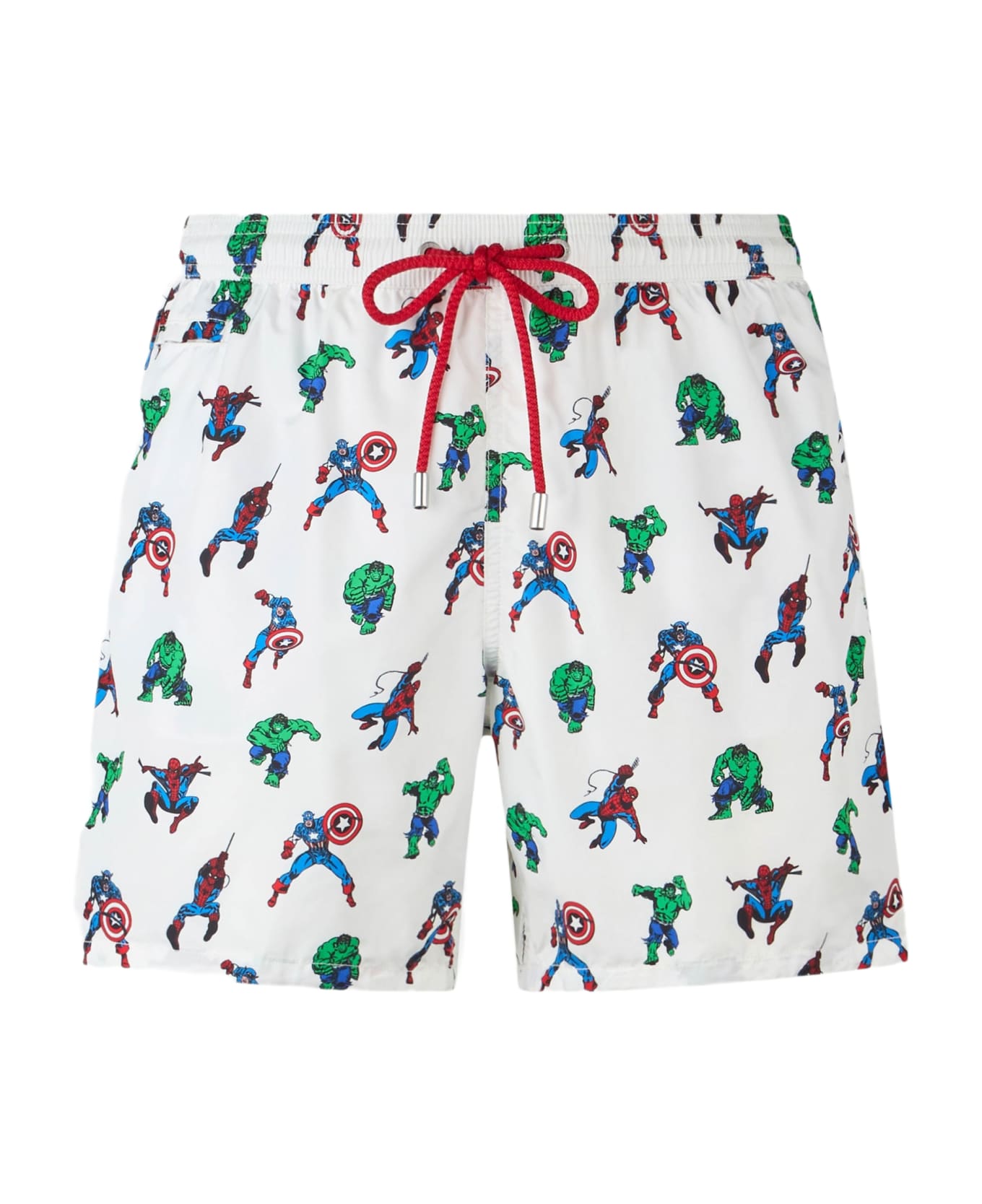 MC2 Saint Barth Man Lightweight Fabric Swim-shorts Lighting Micro Fantasy With Marvel Super Heroes Print | Marvel Special Edition - WHITE