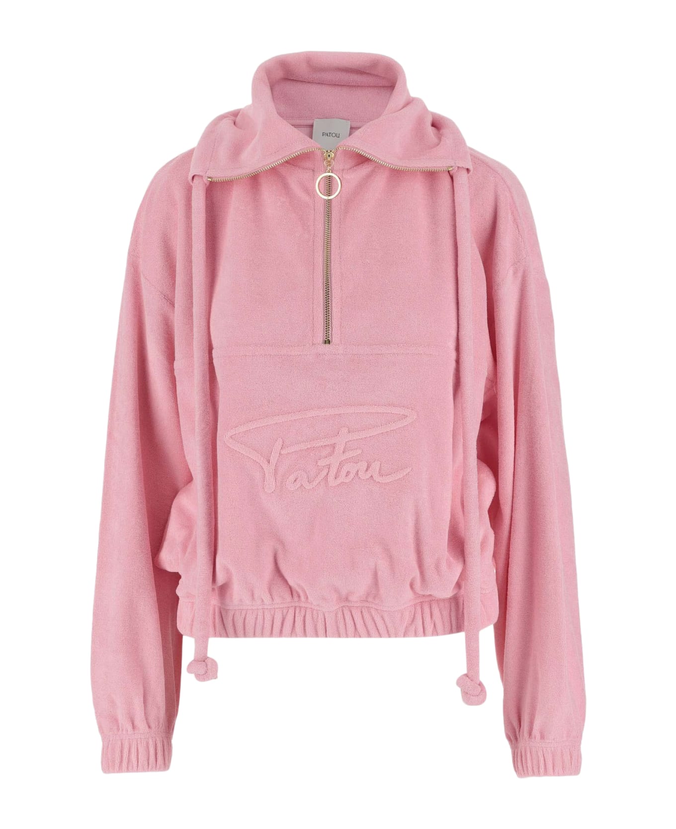 Patou Cotton Sweatshirt With Embossed Patou Signature - Pink