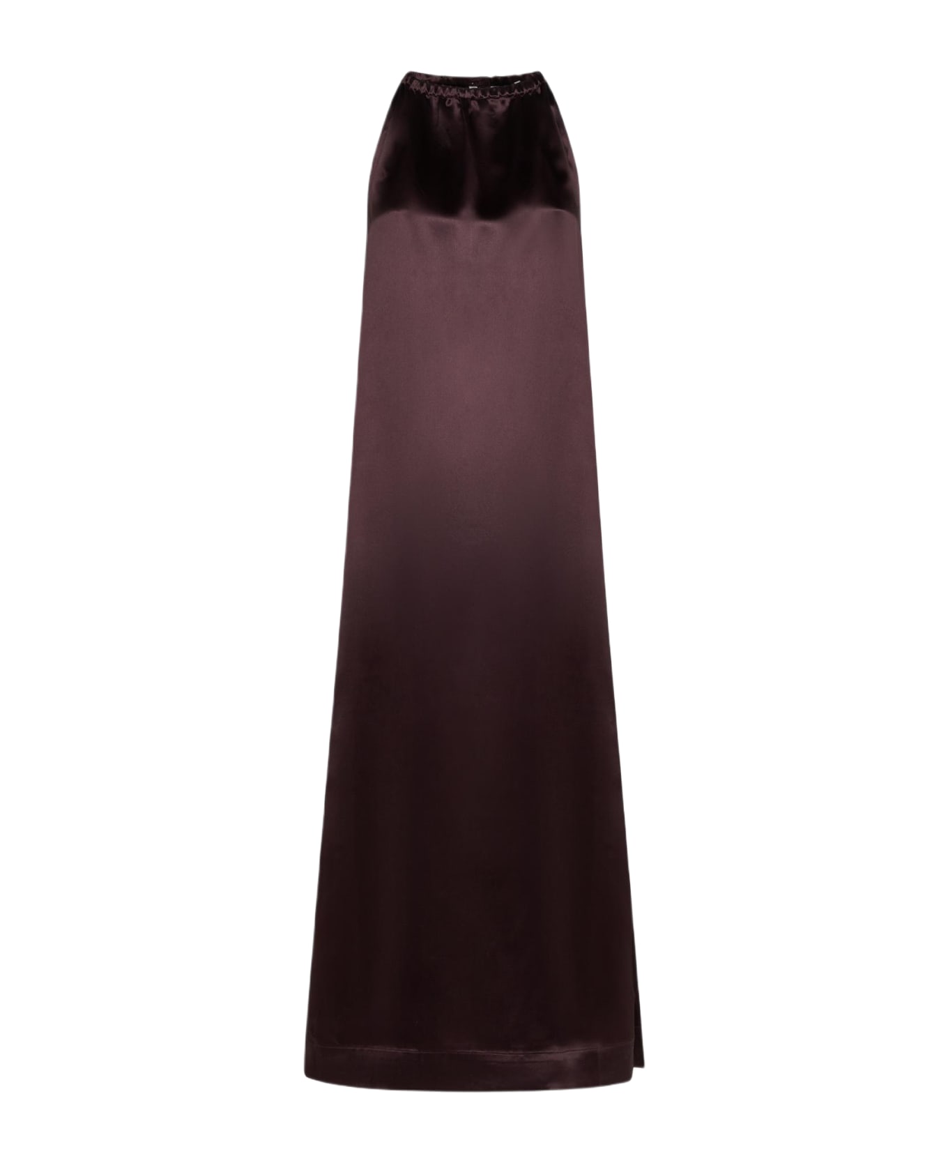 Loulou Studio Morene Silk Long Dress - MIDNIGHT BORDEAUX