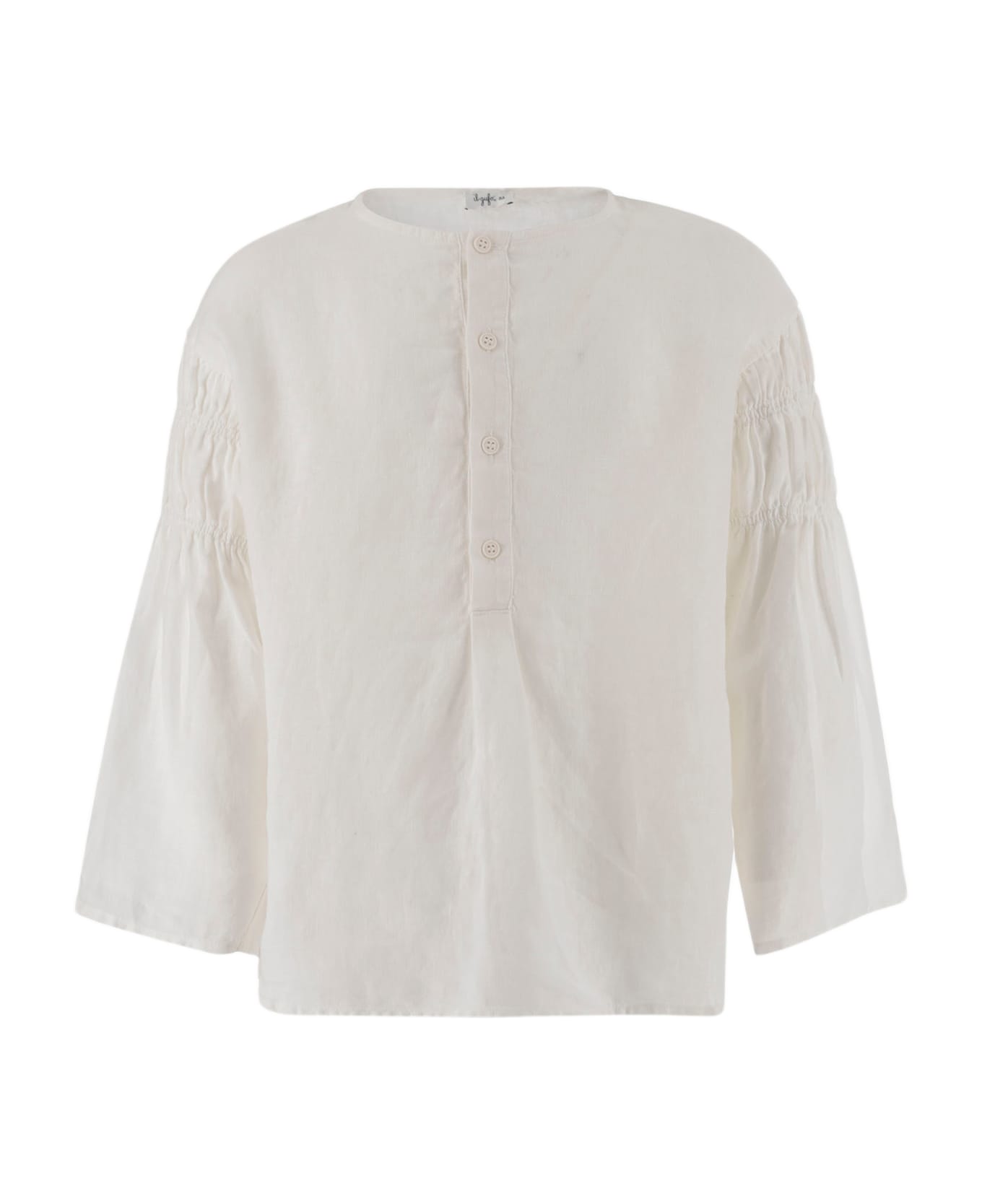Il Gufo Linen Shirt With Gathers - White