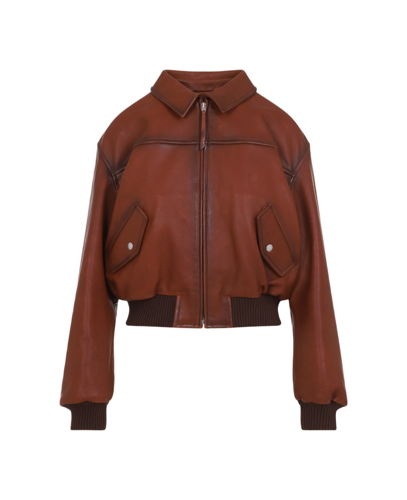 Acne Studios Leather Jacket - Ajq Tobacco Brown