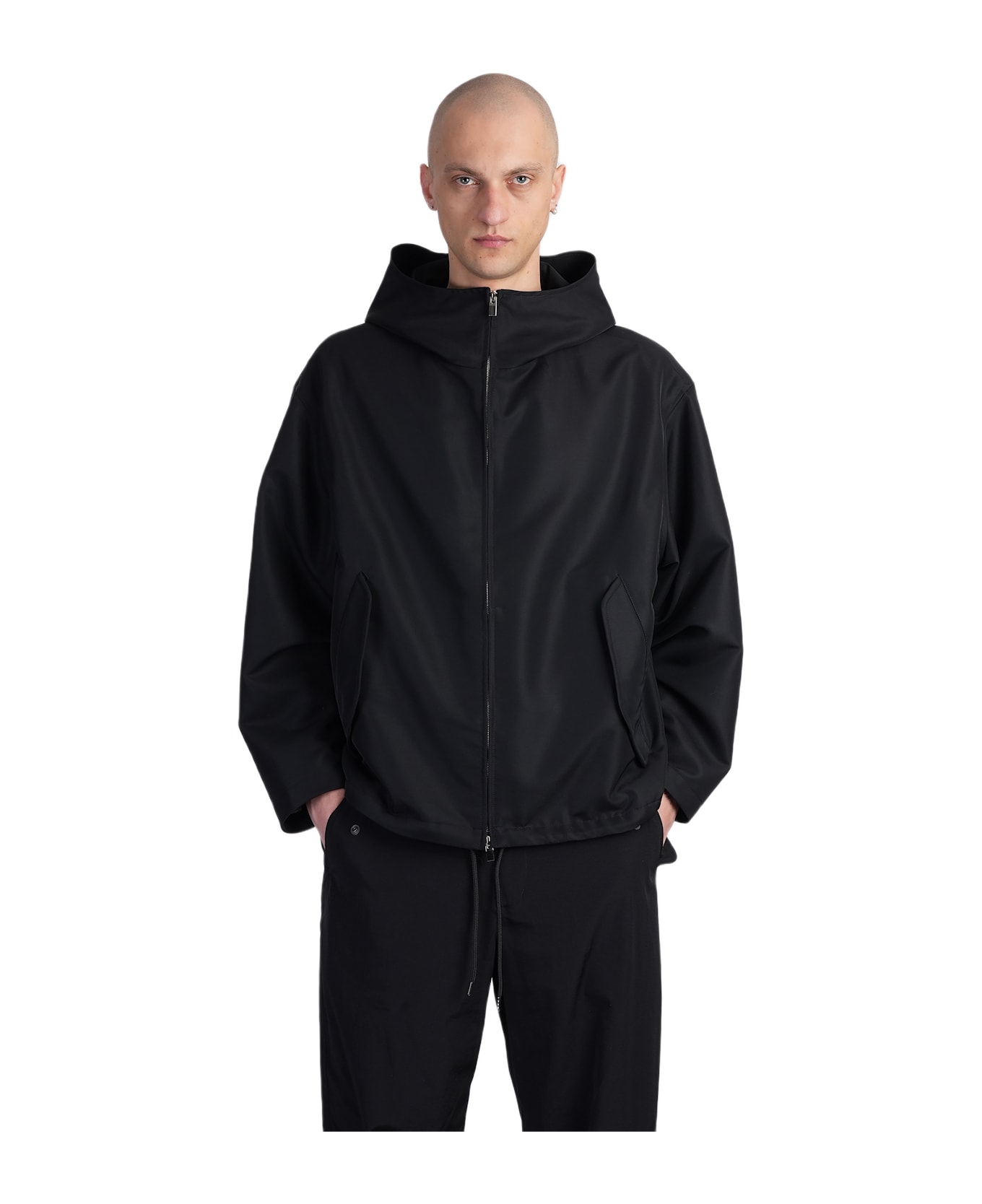 Attachment Casual Jacket In Black Wool - black