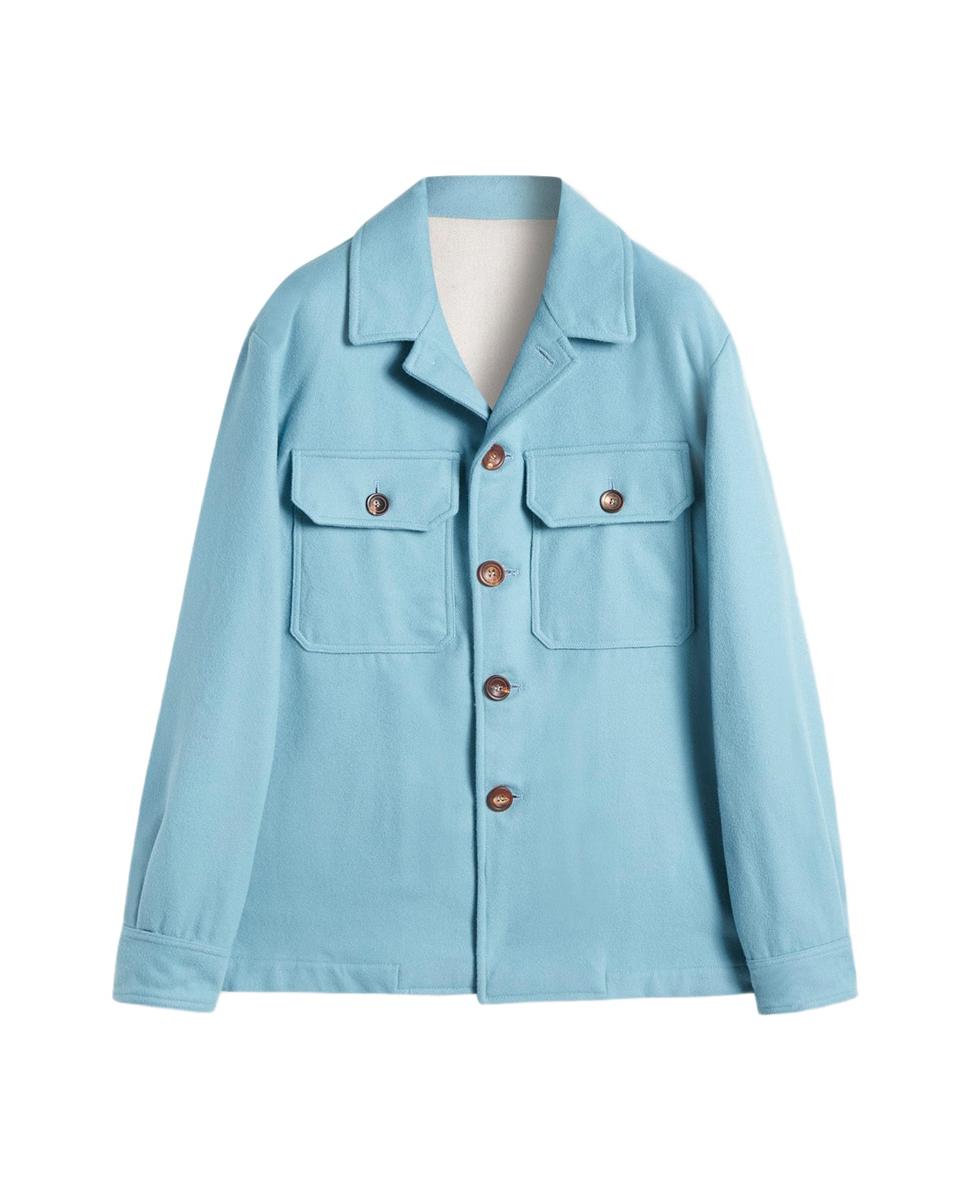 doppiaa Aamenofi Light Blue Cotton Jacket With Frontal Pockets コート＆ジャケット