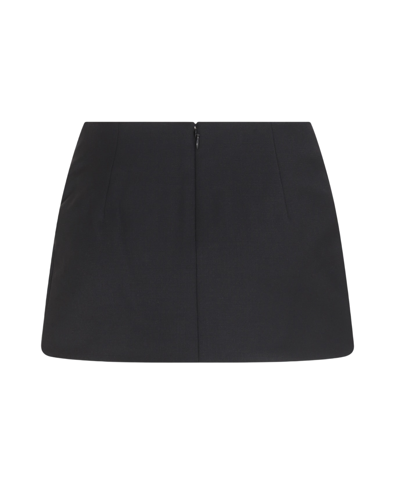 AREA Black Wool Blend Skirt - Black