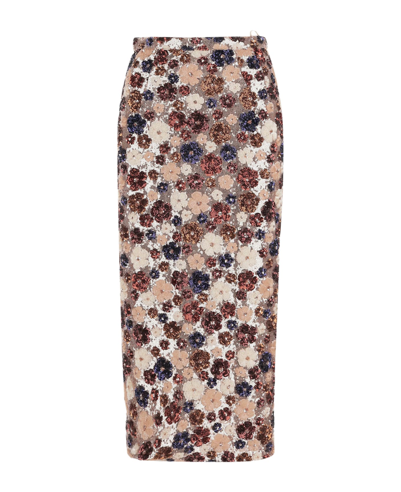 N.21 Midi Skirt With Floral Sequin Embroidery - Red