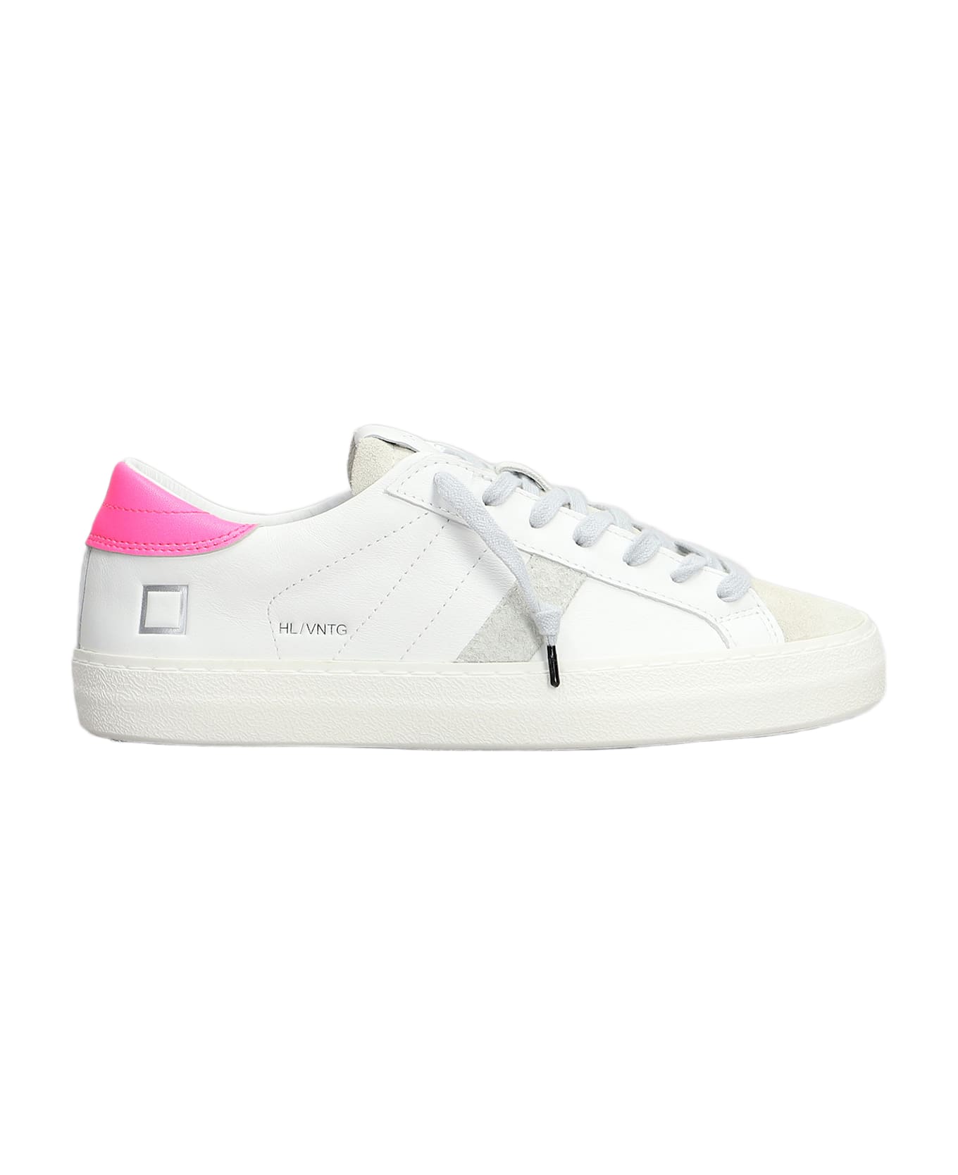 D.A.T.E. Hill Low Vintage Sneakers In White Suede And Leather - White/fuxia
