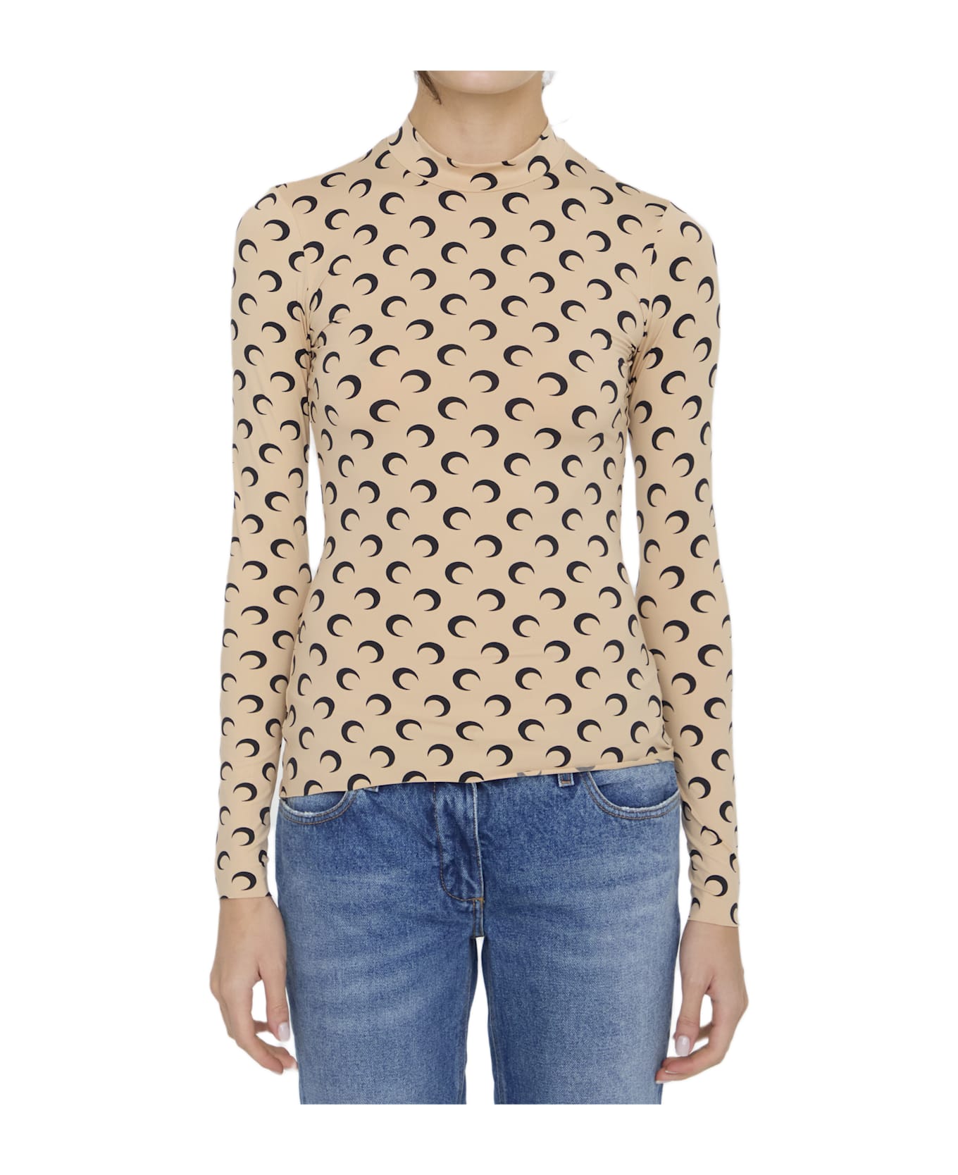 Marine Serre Moon Printed Top - Beige