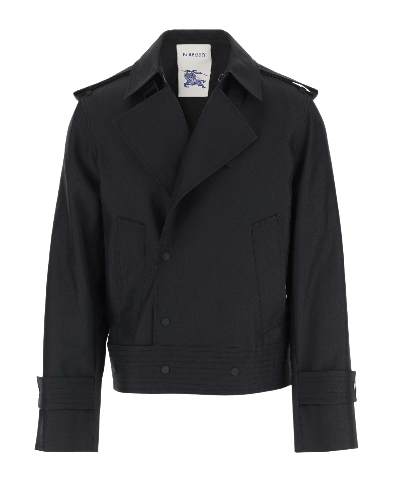 Burberry Silk Blend Trench Jacket - Black ブレザー