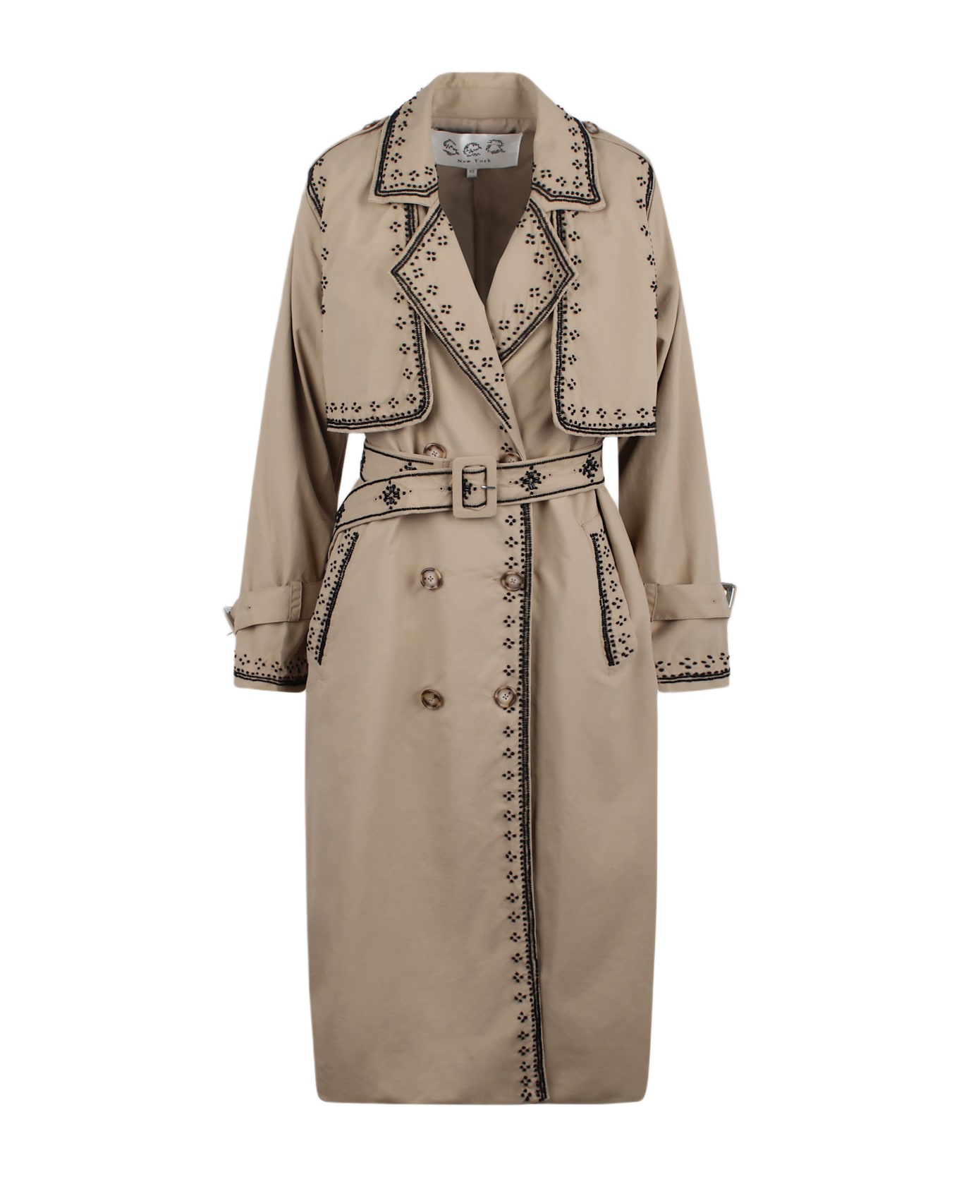 Sea New York Trench Coat With Embroidery
