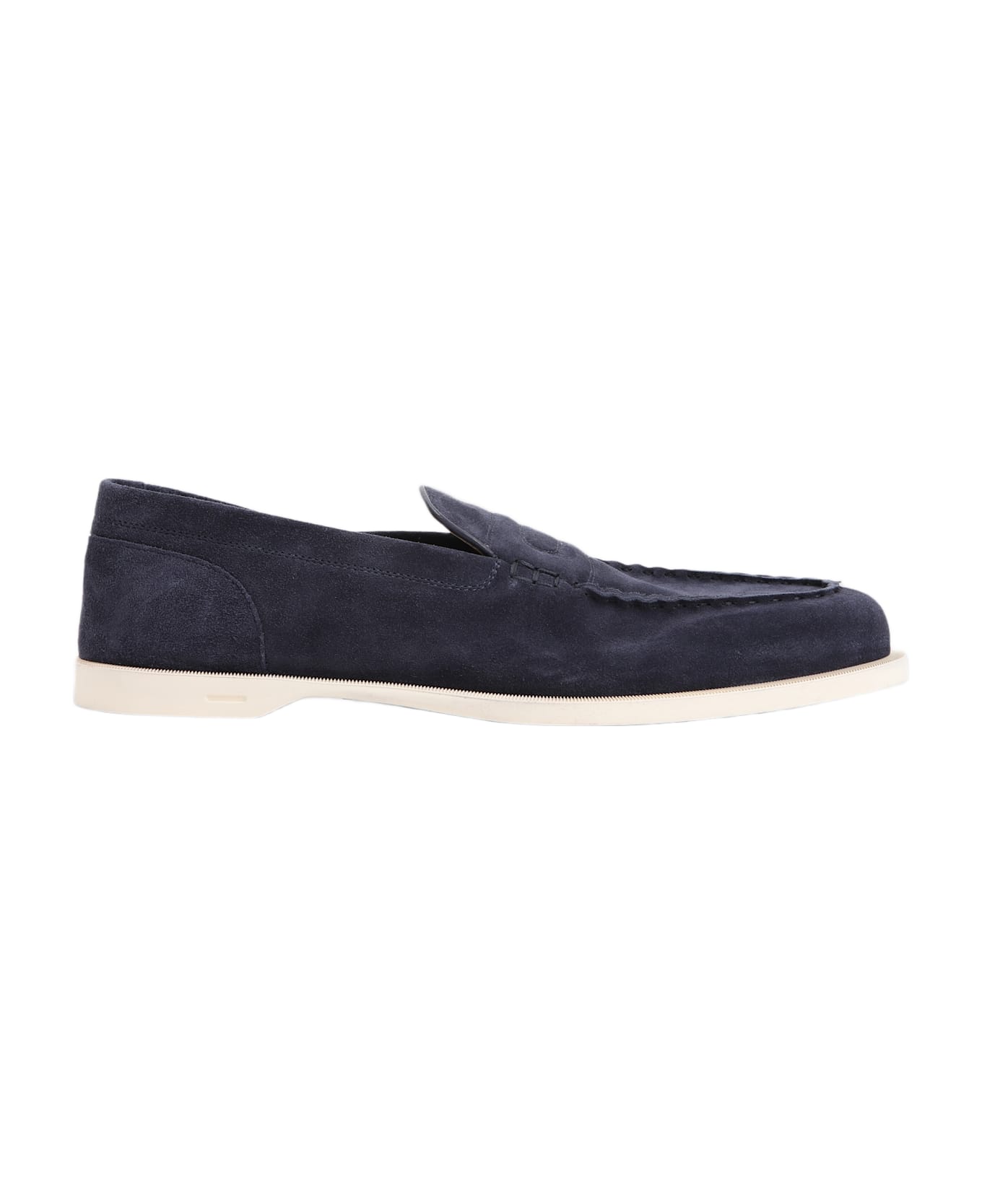 John Lobb Pace Suede Oval Flexi Loafers - A Navy