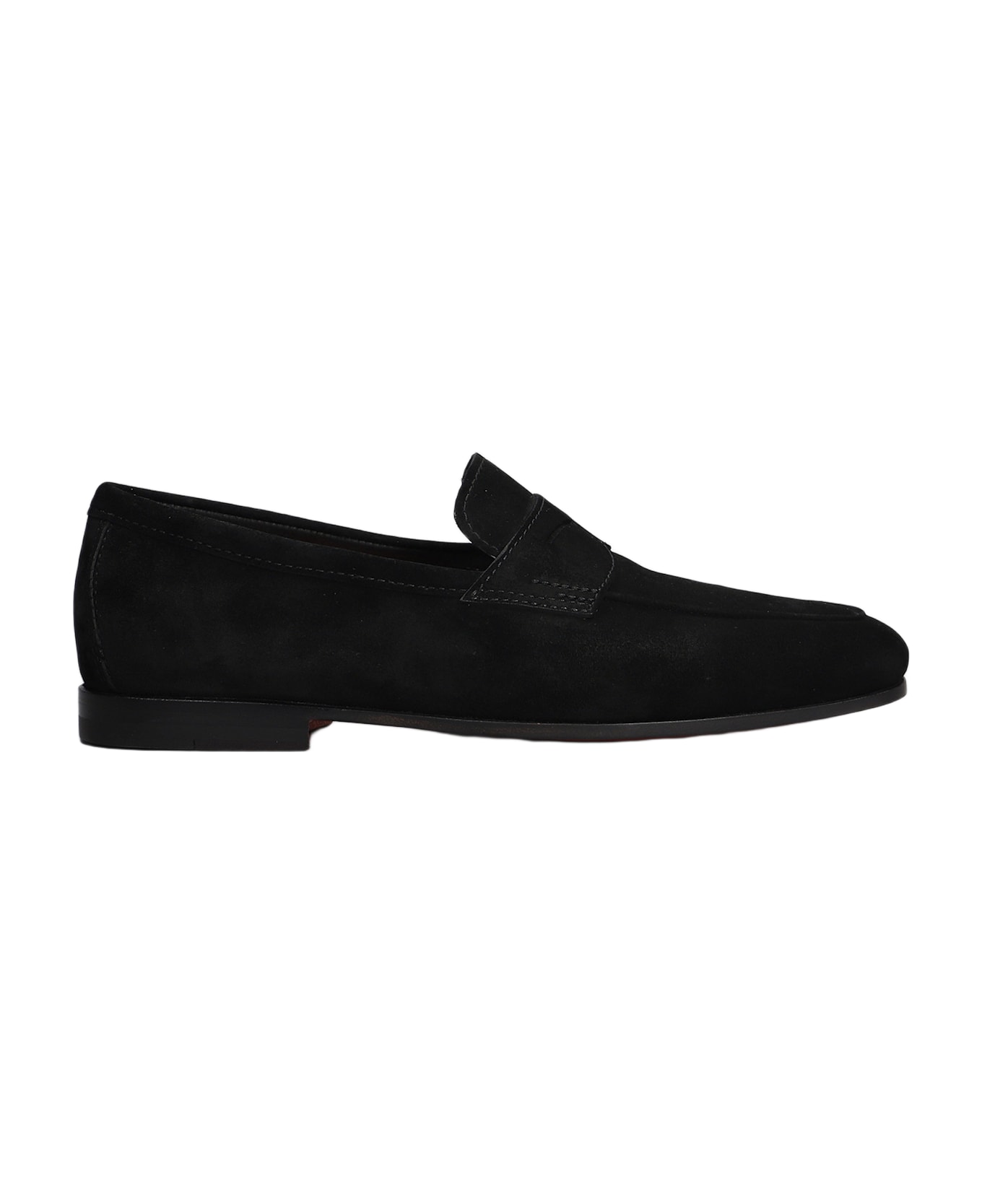 Santoni Carlos Loafers In Black Suede - black