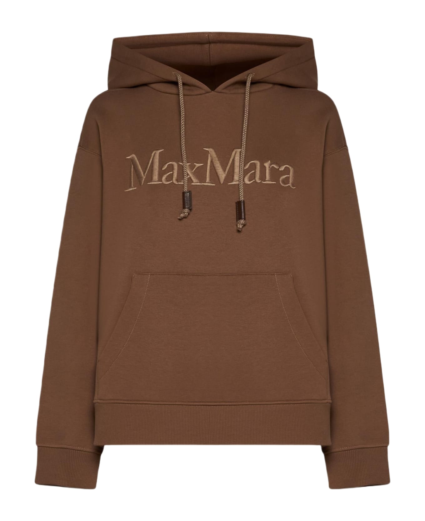'S Max Mara Agre Logo Cotton Hoodie - CAMEL